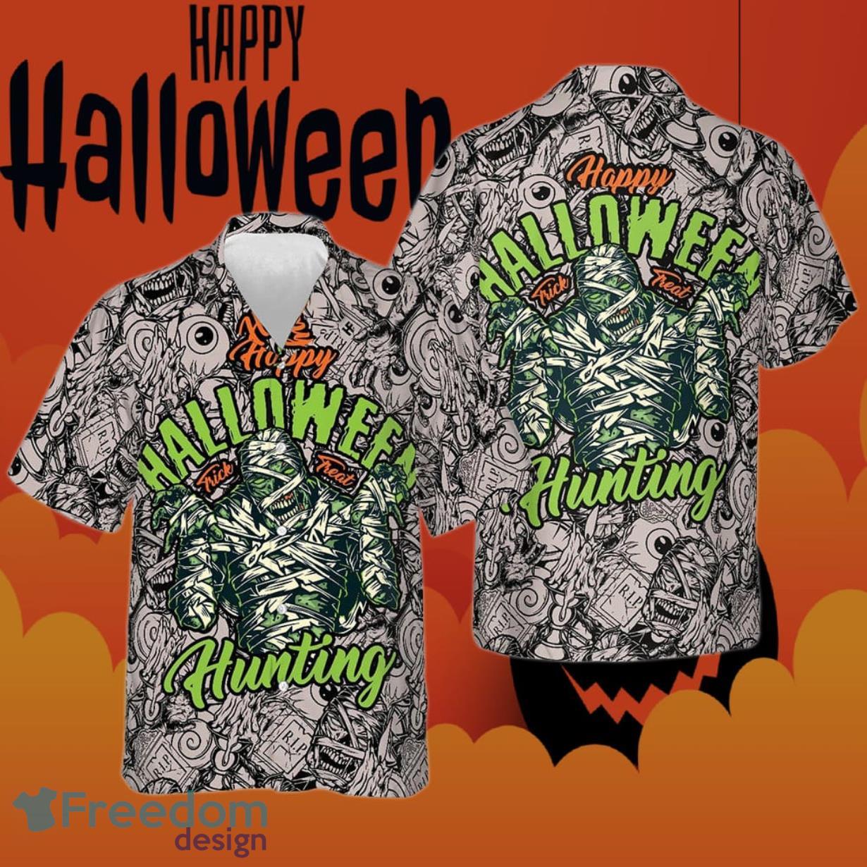 Scary Mummy Happy Halloween Treat Or Treat Hawaiian Shirt Hunting Spooky Hawaiian Shirt Product Photo 1