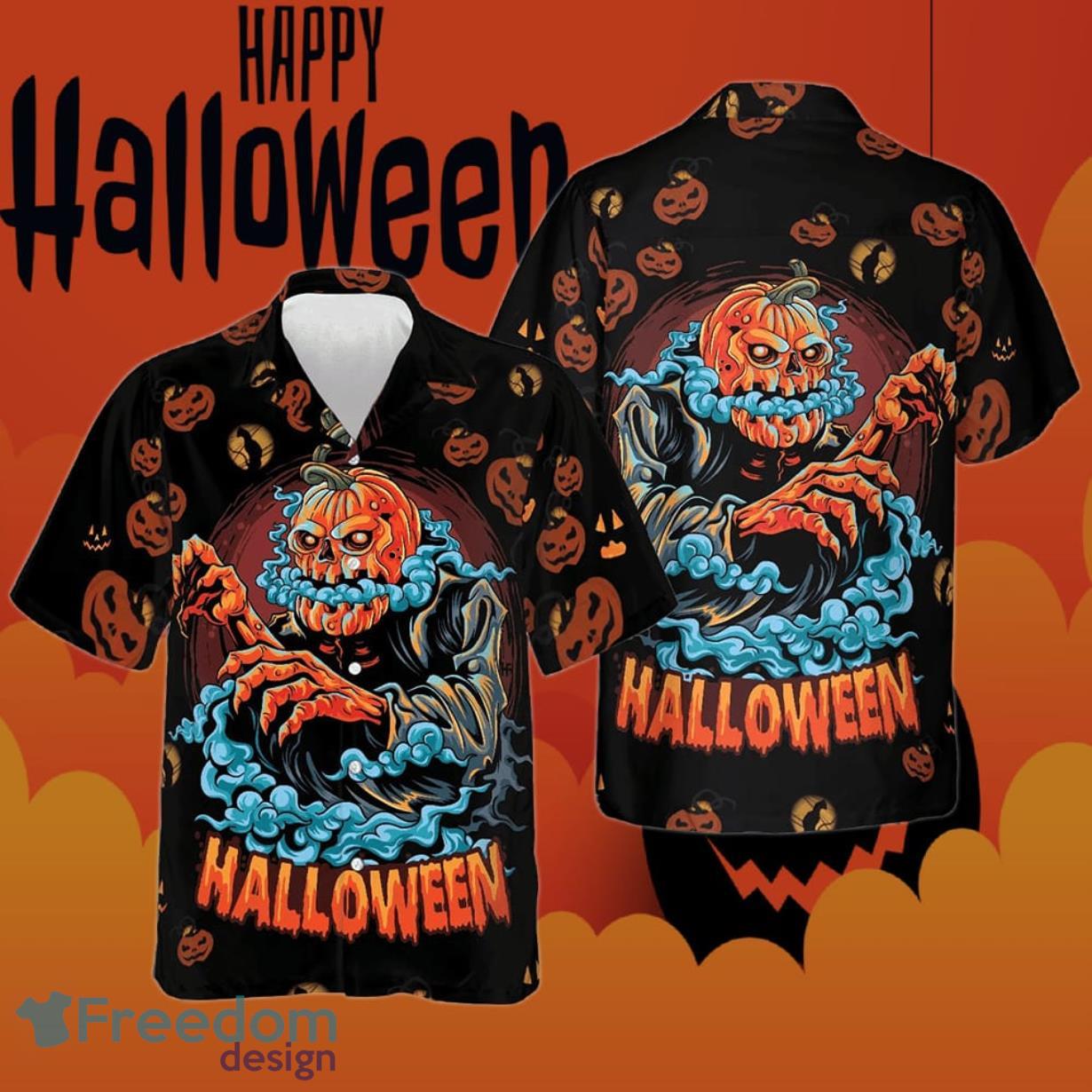 Scary Pumpkin For Halloween Night Hawaiian Shirt Gift Ideas Product Photo 1