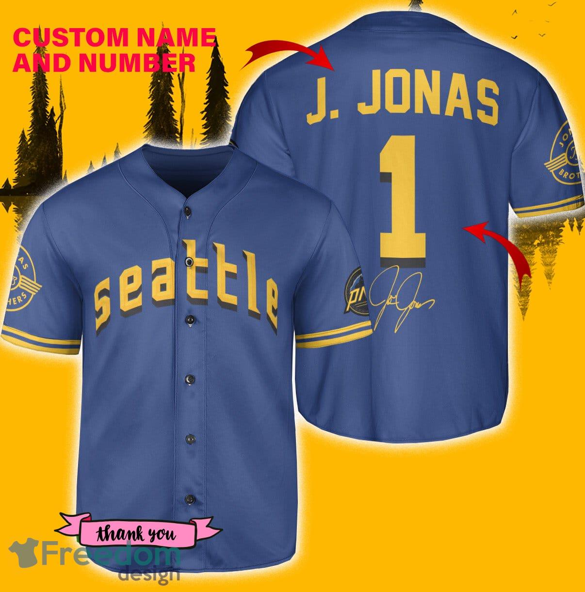 Seattle Mariners K. Jonas Jersey Baseball Shirt Aqua Custom Number