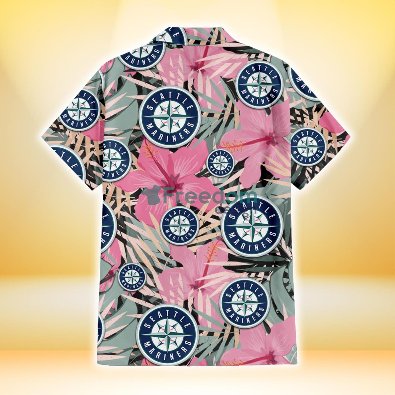 Seattle Mariners Small Pink Hibiscus Pattern All Over Printed 3D