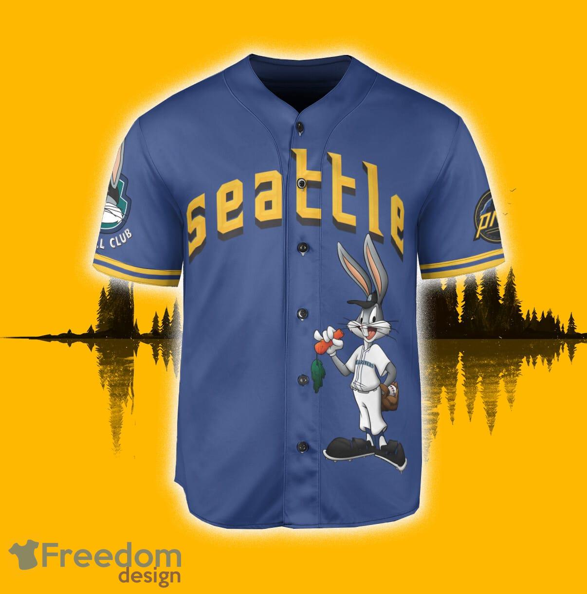 Seattle Mariners Looney Tunes Bugs Bunny Aqua Baseball Jersey
