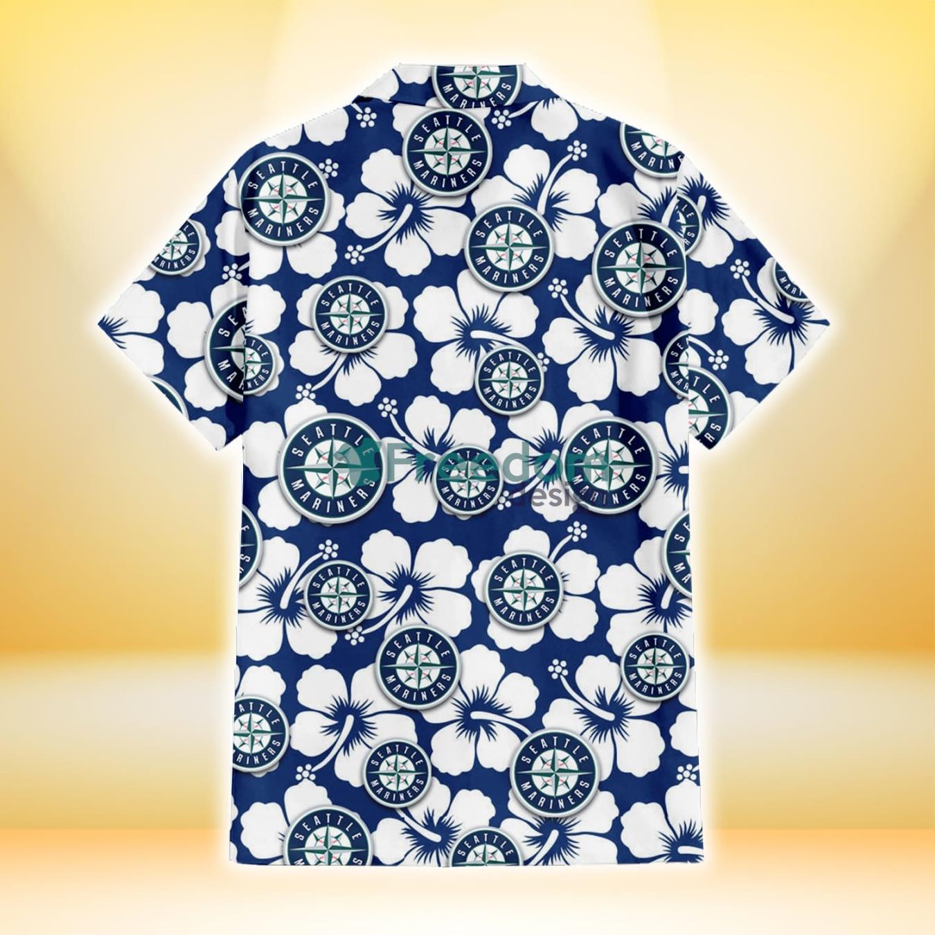 Seattle Mariners Small Hibiscus Buds Navy Background 3D Hawaiian