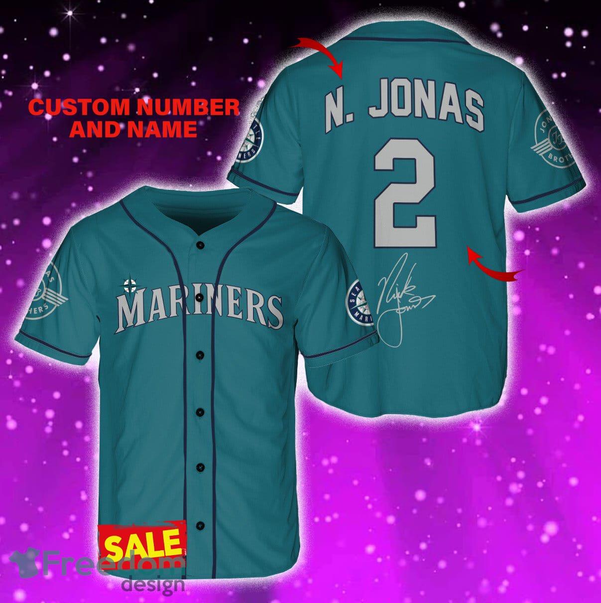 Seattle Mariners N. Jonas Jersey Baseball Shirt Aqua Custom Number