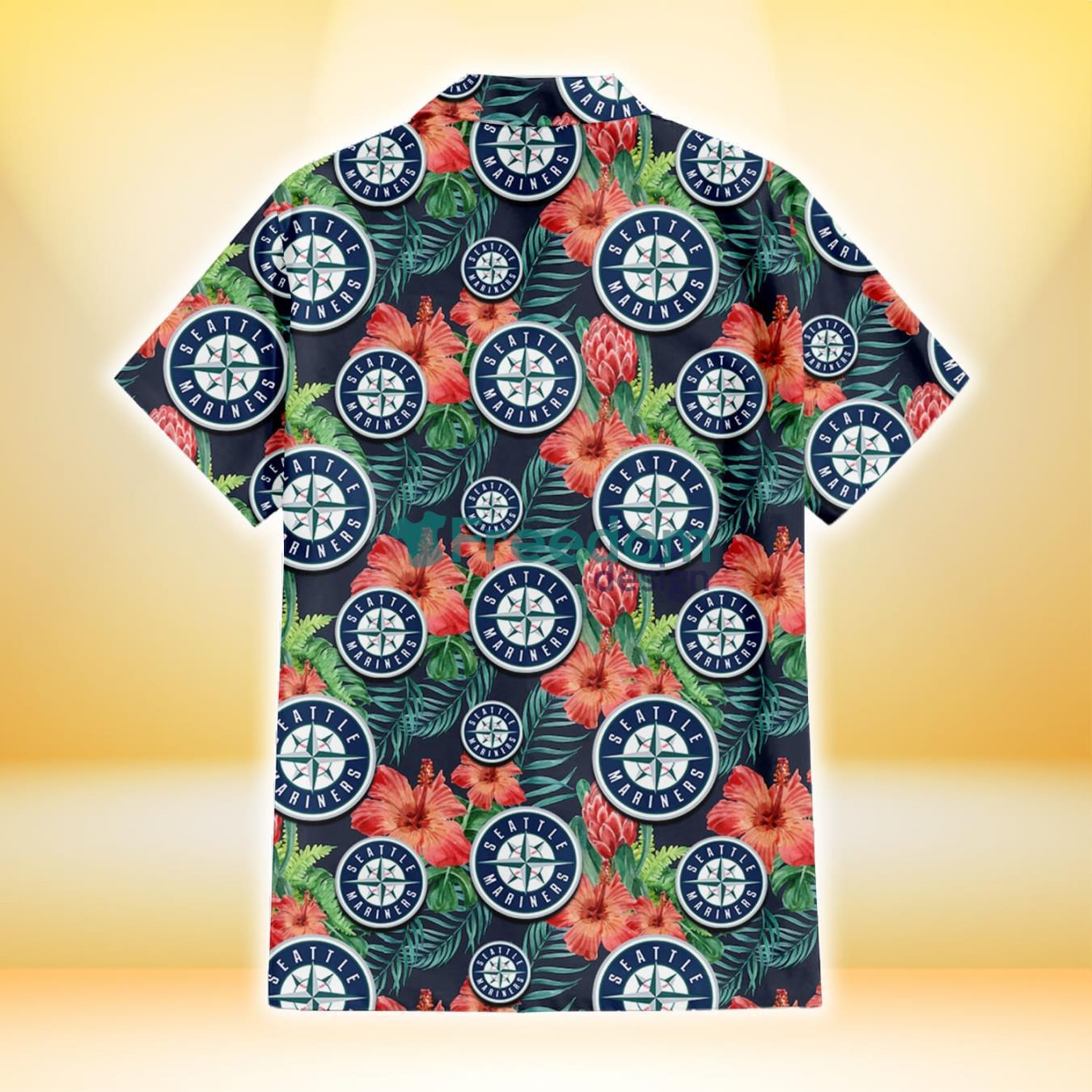 Seattle Mariners Tropical Floral Custom Name Aloha Hawaiian Shirt