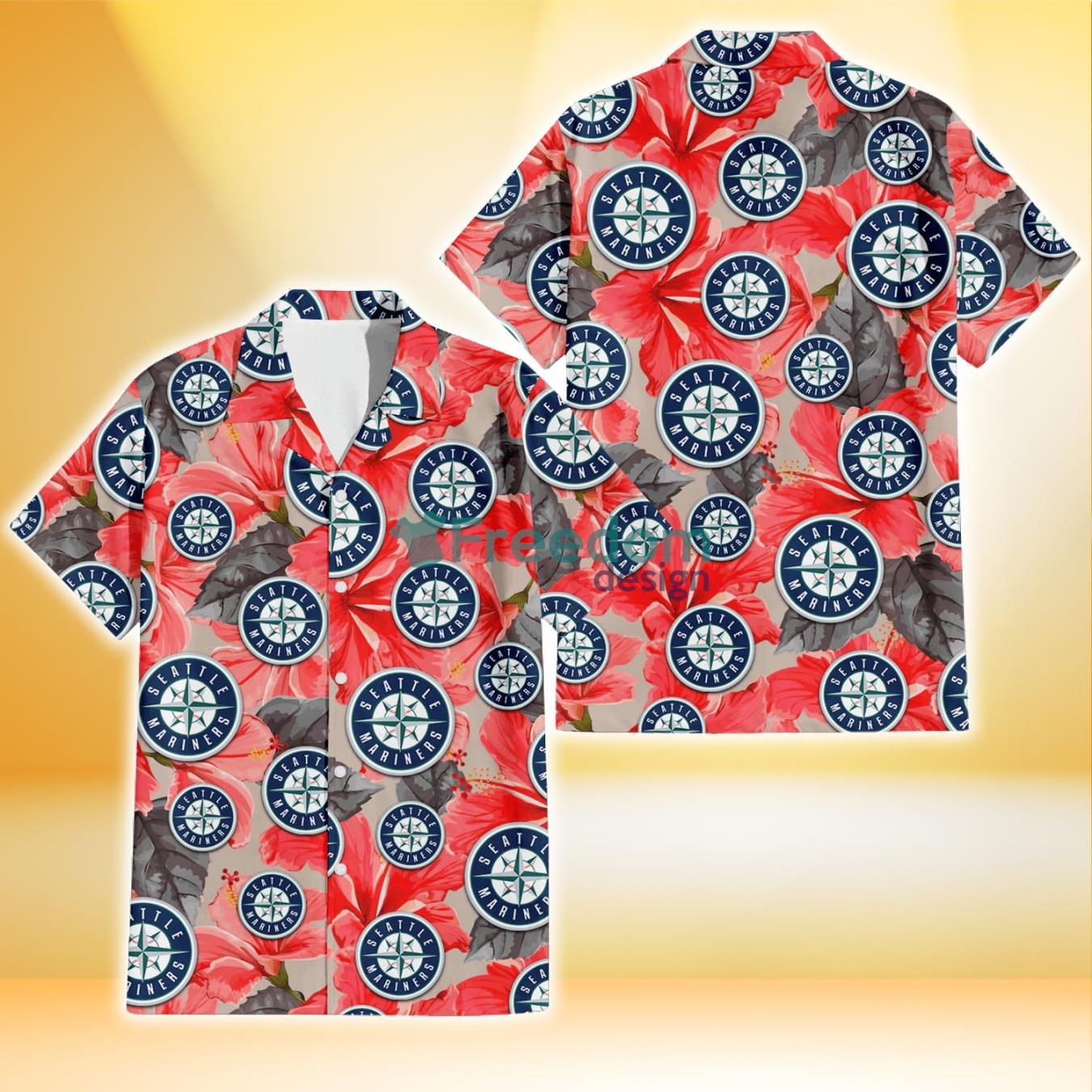 Chicago Cubs Red Hibiscus Green Leaf Dark Background 3D Hawaiian Shirt Gift  For Fans - Freedomdesign