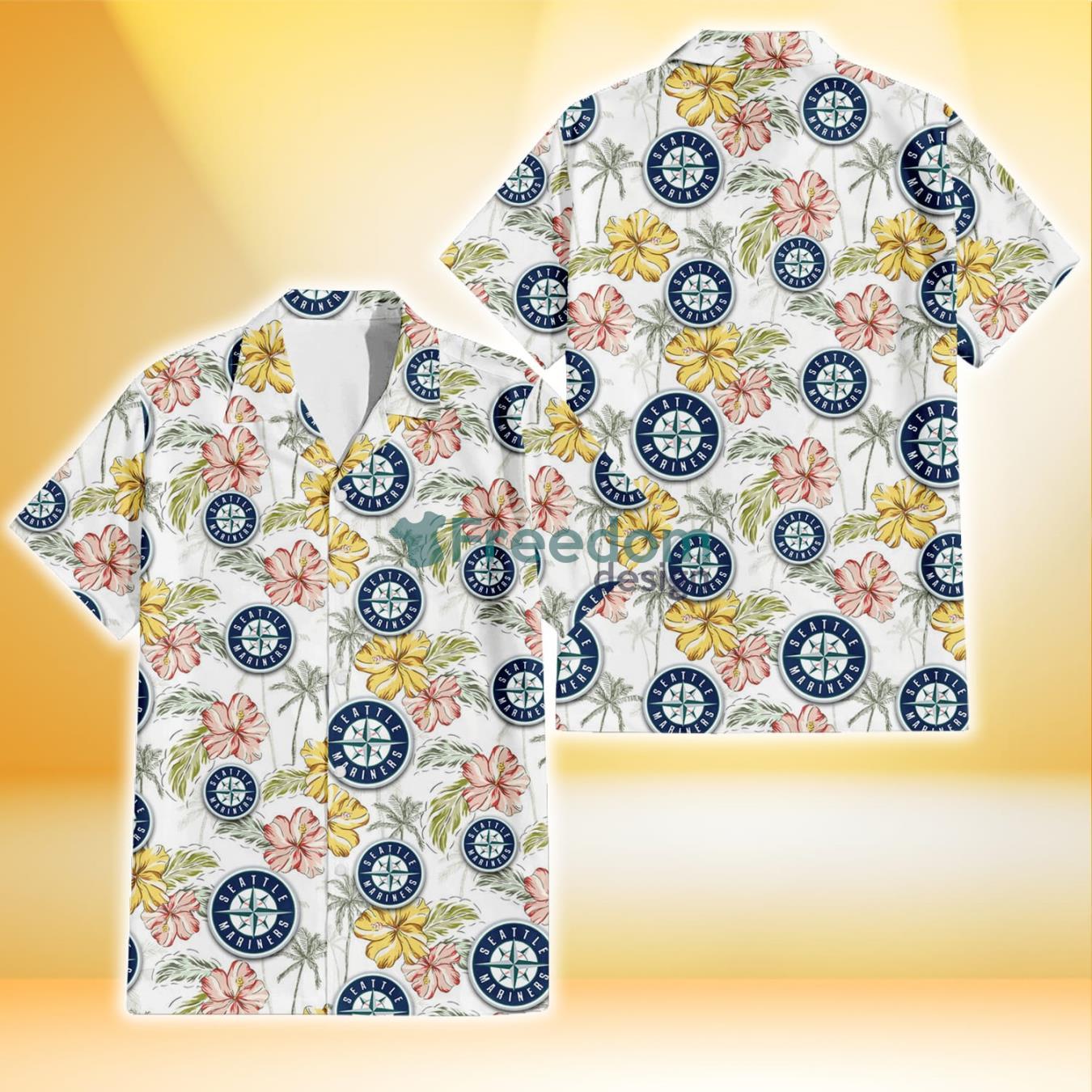 Seattle Mariners White Hibiscus Pattern 3D Hawaiian Shirt For Fans -  Freedomdesign