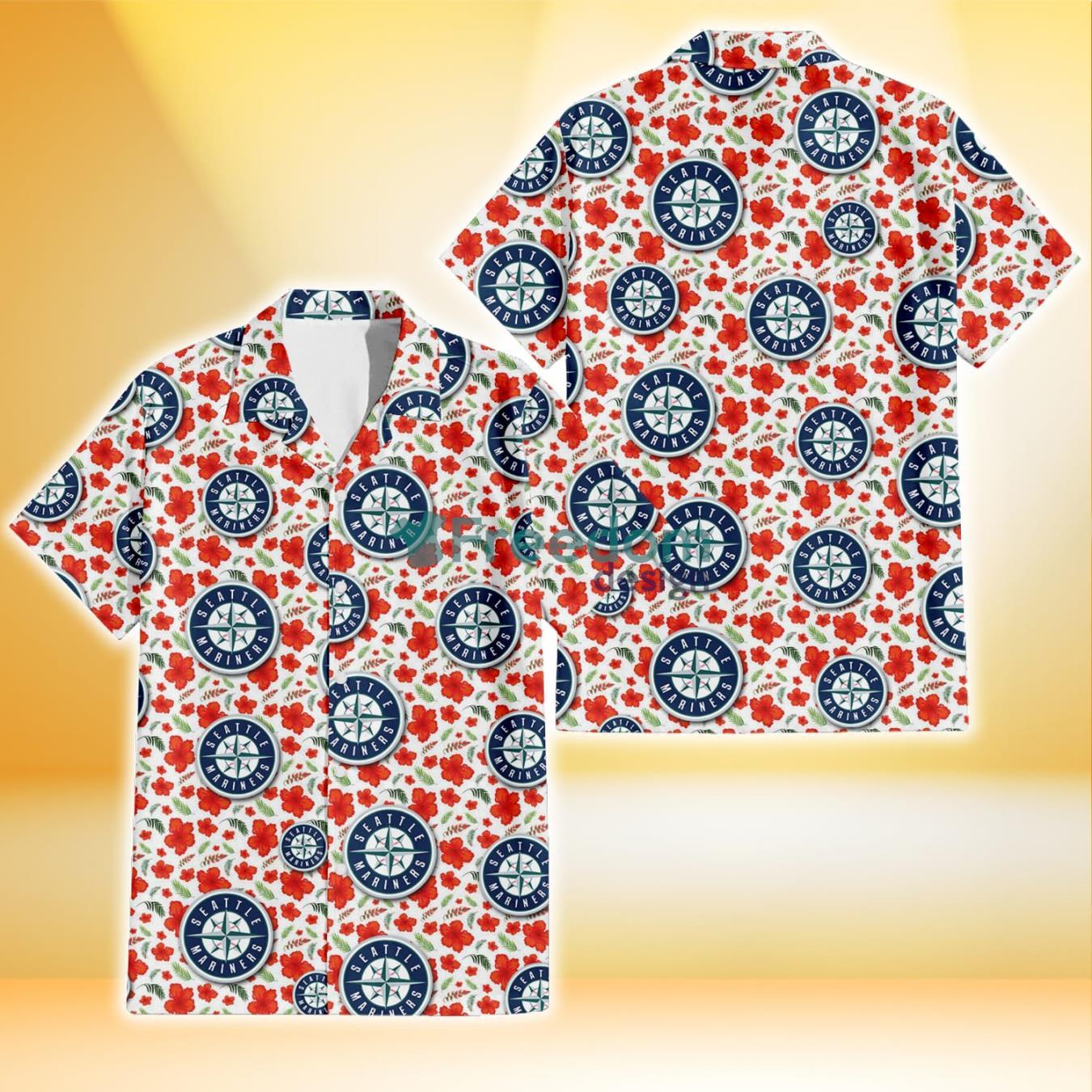 Seattle Mariners White Hibiscus Pattern 3D Hawaiian Shirt For Fans