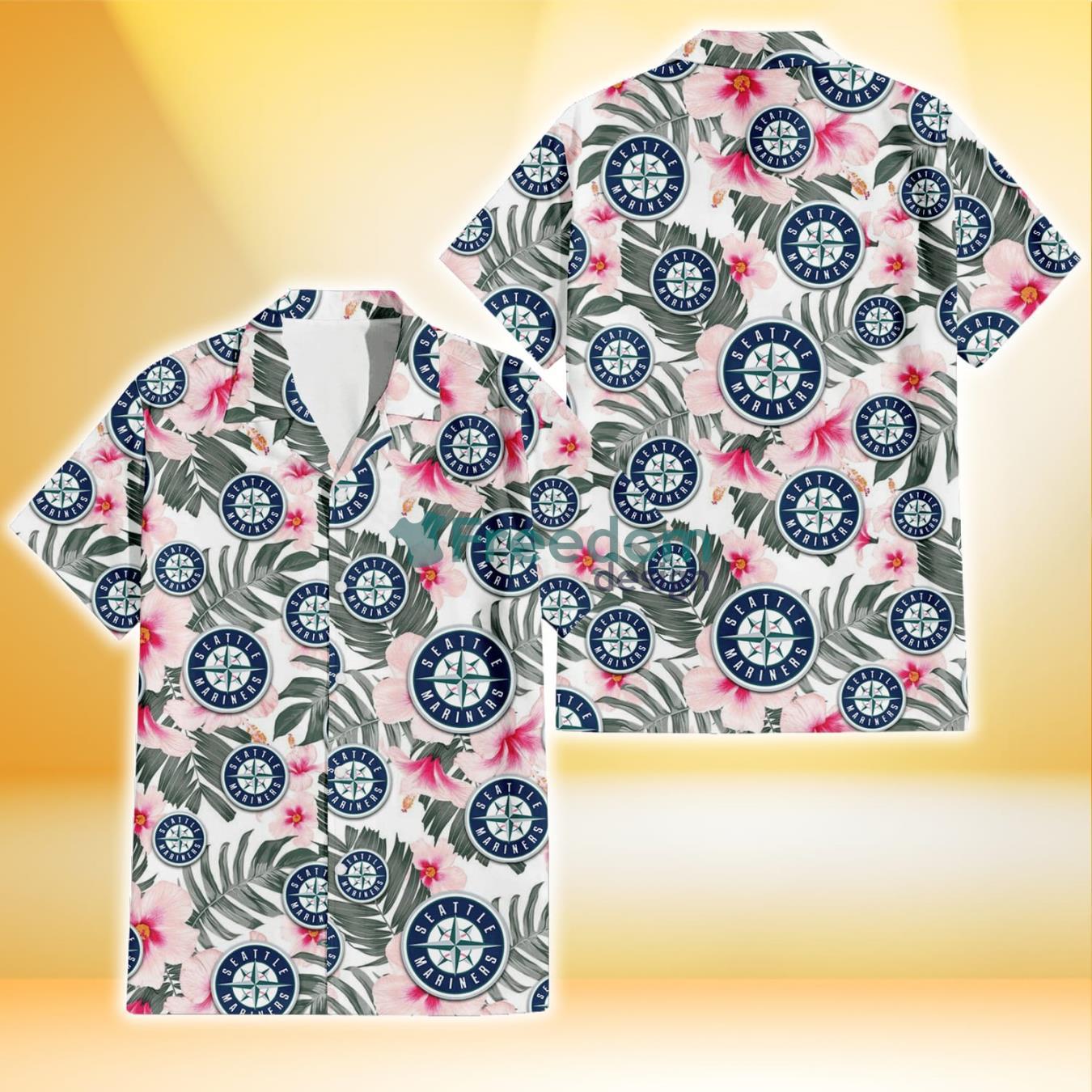 Seattle Mariners Yellow White Hibiscus Powder Blue Pattern 3D Hawaiian  Shirt Beach Gift - Freedomdesign