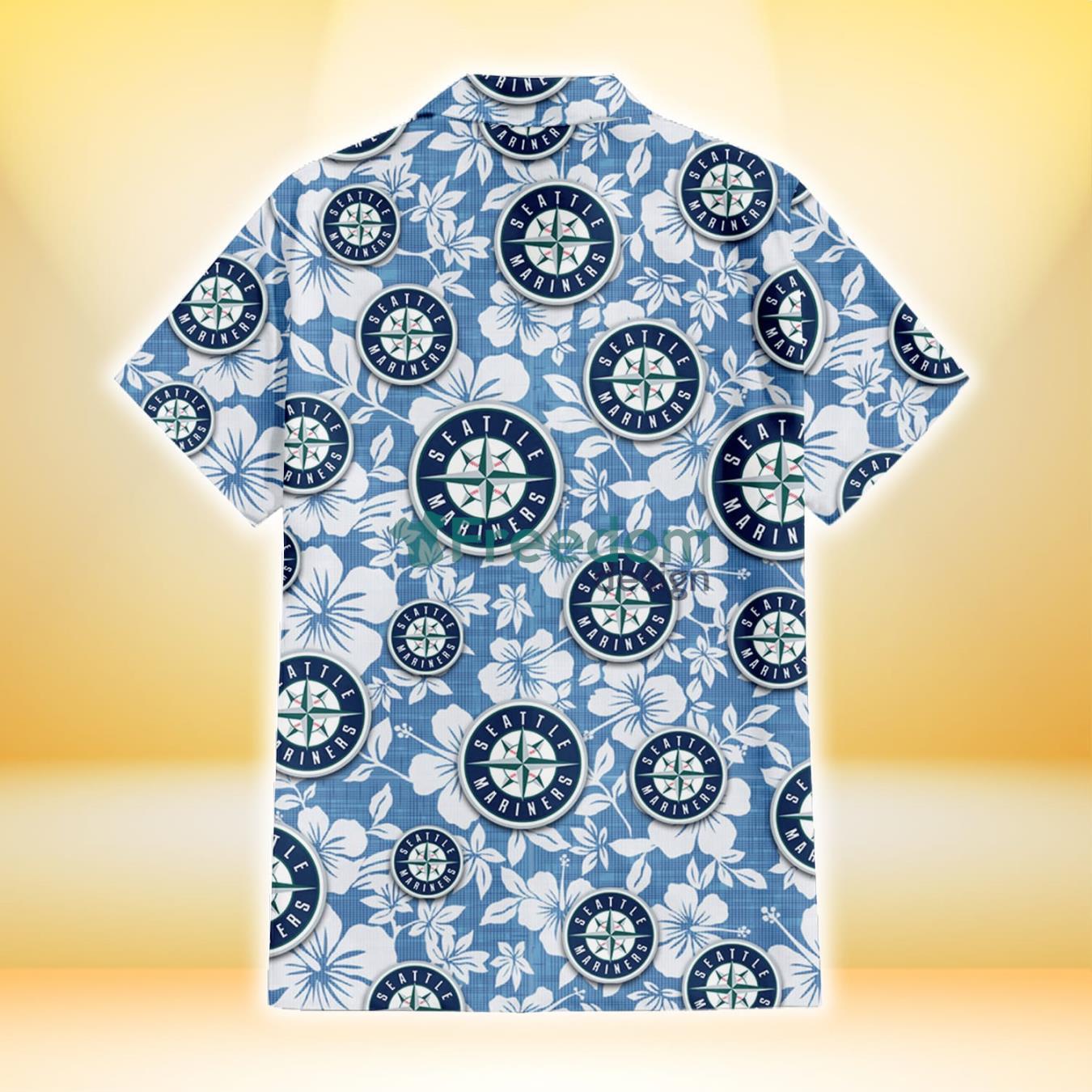 Seattle Mariners Yellow White Hibiscus Powder Blue Pattern 3D