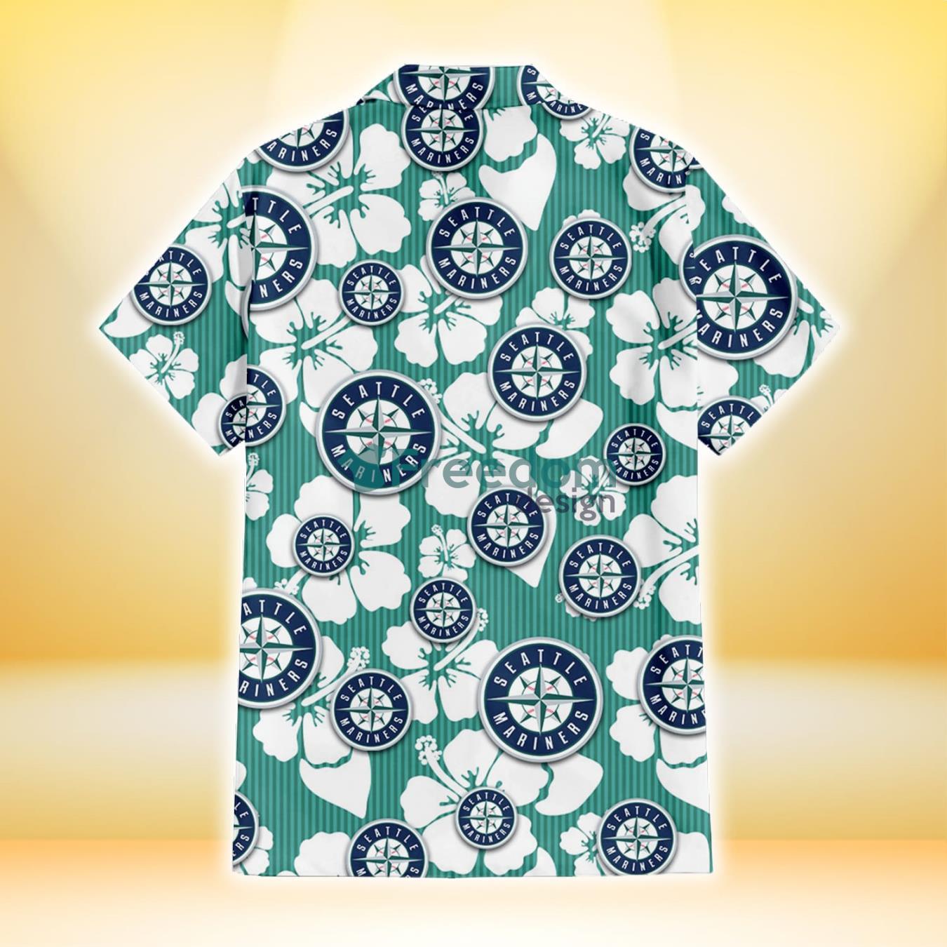 Seattle Mariners White Hibiscus Pattern 3D Hawaiian Shirt For Fans