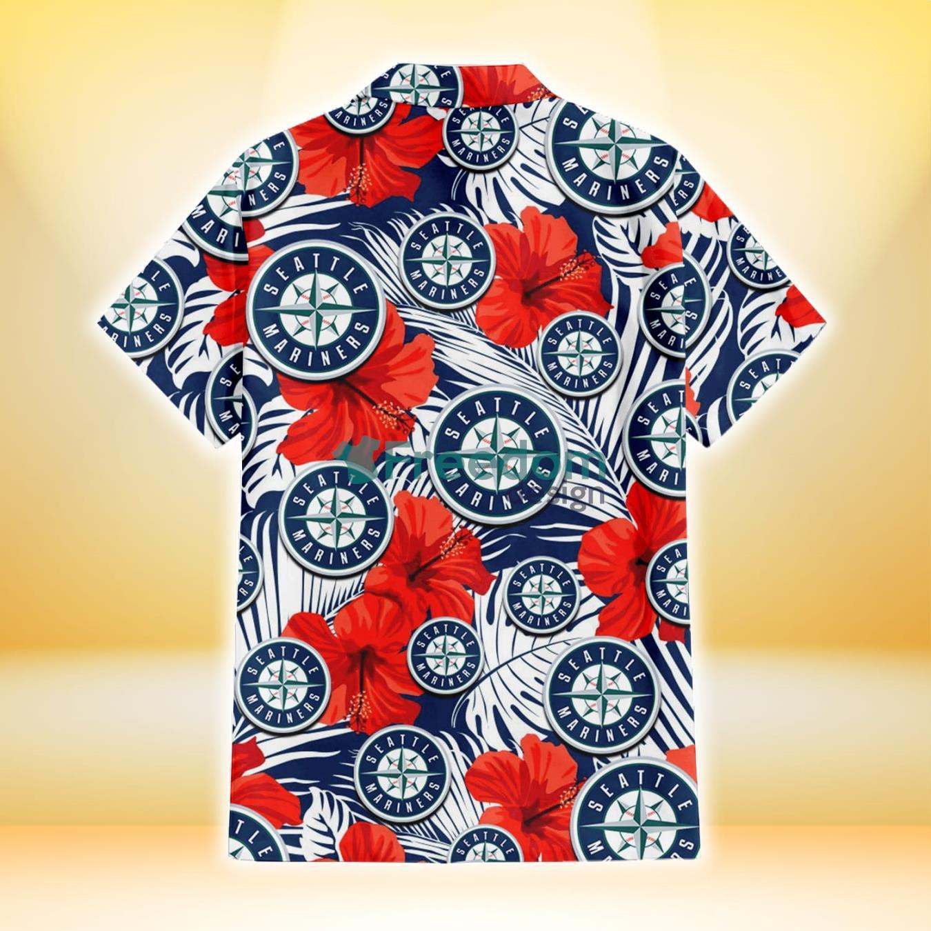 Seattle Mariners Big Red Hibiscus White Background 3D Hawaiian