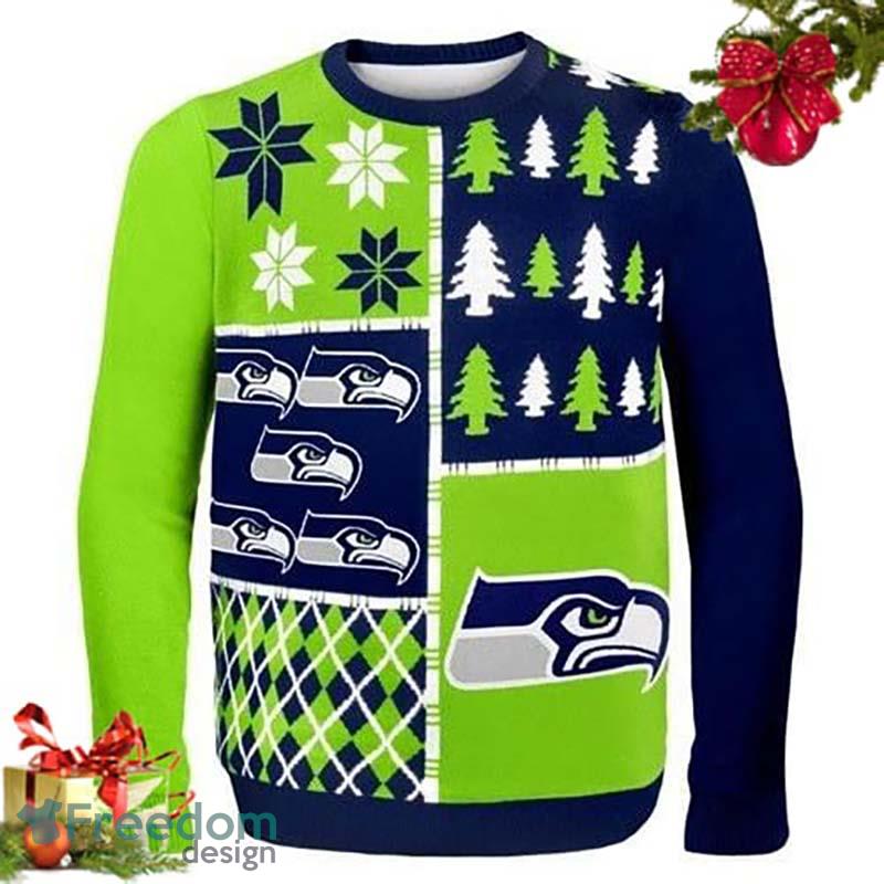 NFL Seattle Seahawks Busy Block Ugly Sweater, Green/Black, Large