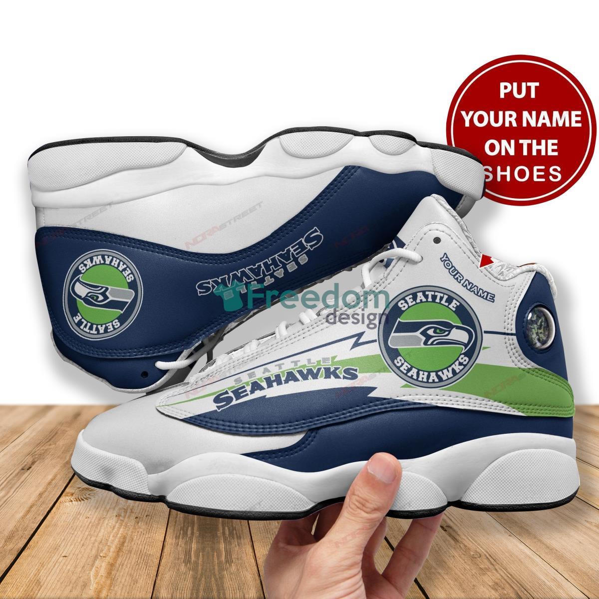 Seattle Seahawks Custom Name Air Jordan 13 Shoes Product Photo 1