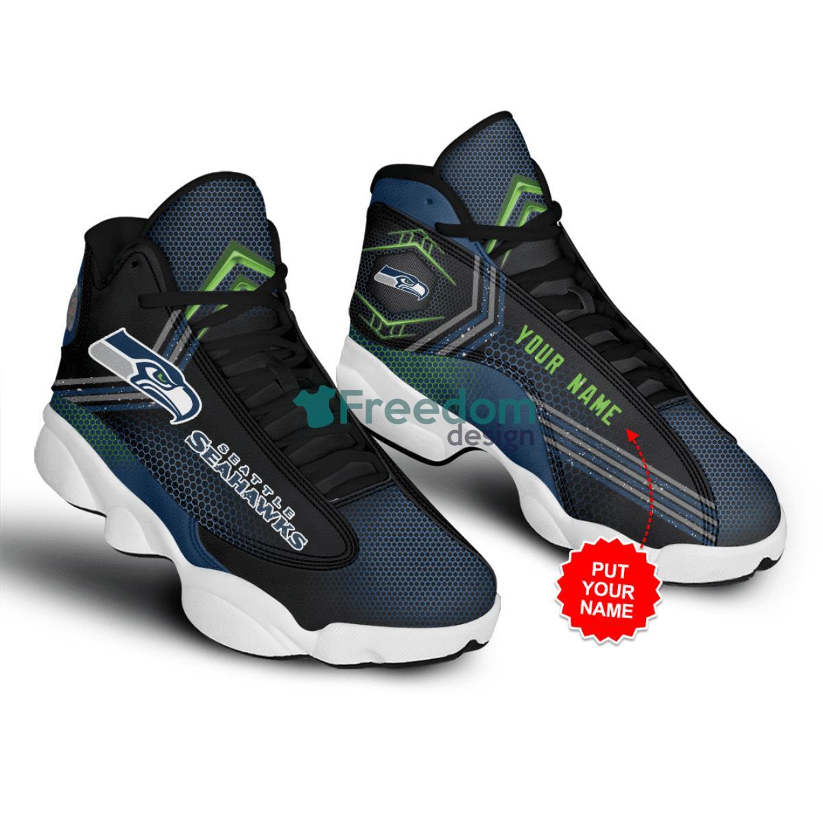 Seattle Seahawks Football Team Custom Name Air Jordan 13 Shoes Product Photo 1