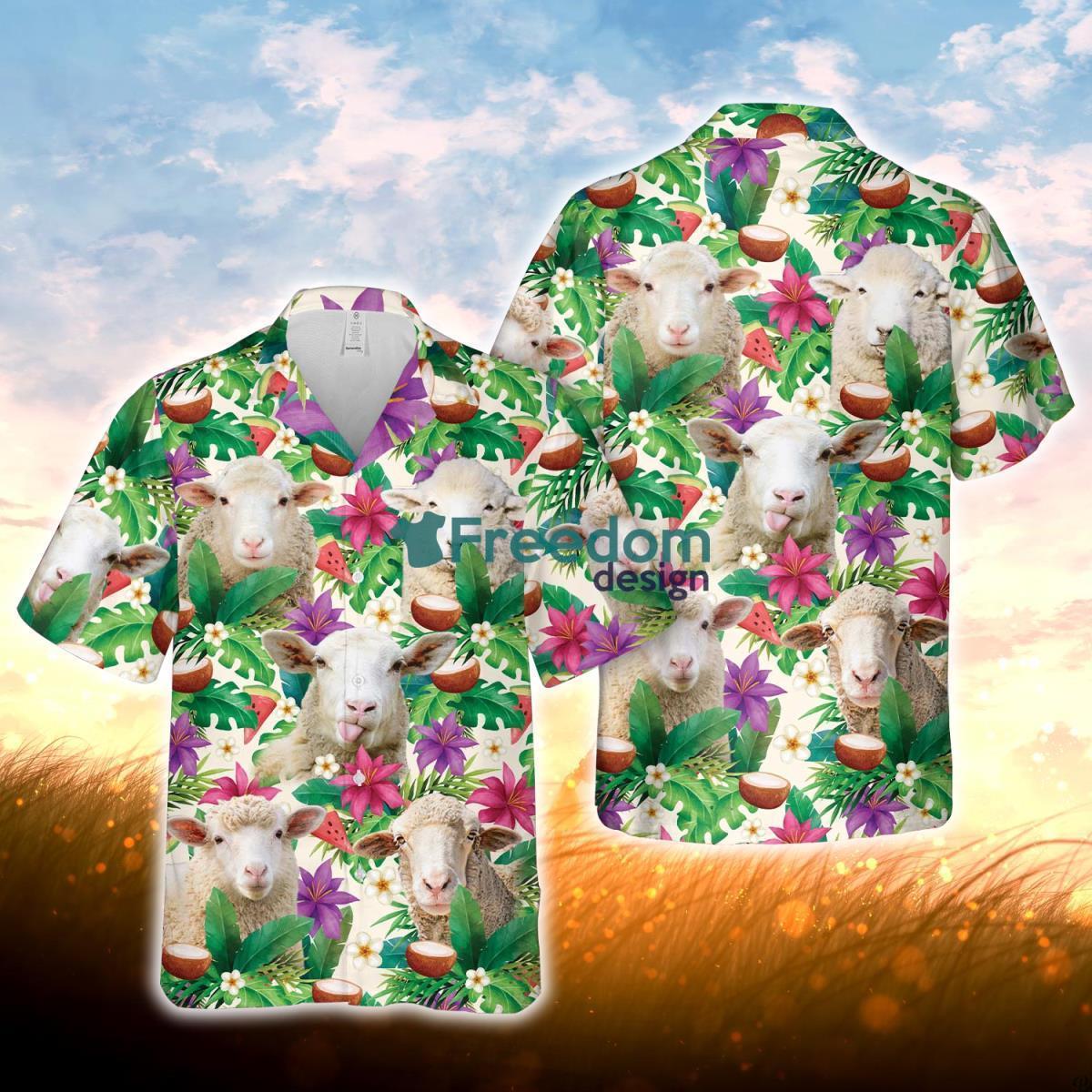 Sheep Summer Floral 3D Hawaiian Shirt For Men Women Product Photo 1