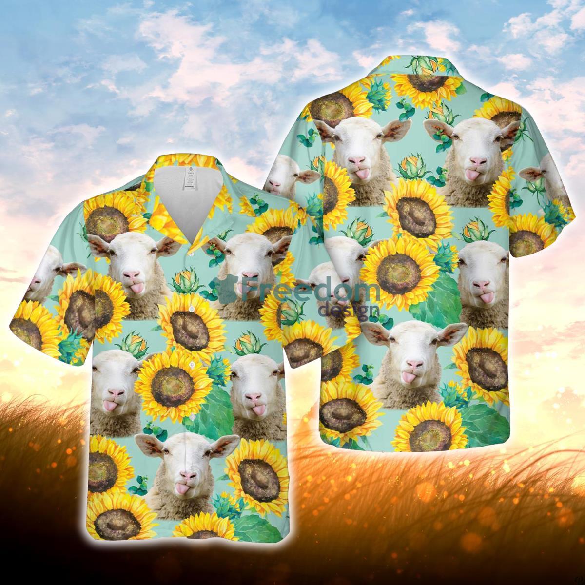 Sheep Sunflowers Floral Farm 3D Hawaiian Shirt For Men Women Product Photo 1