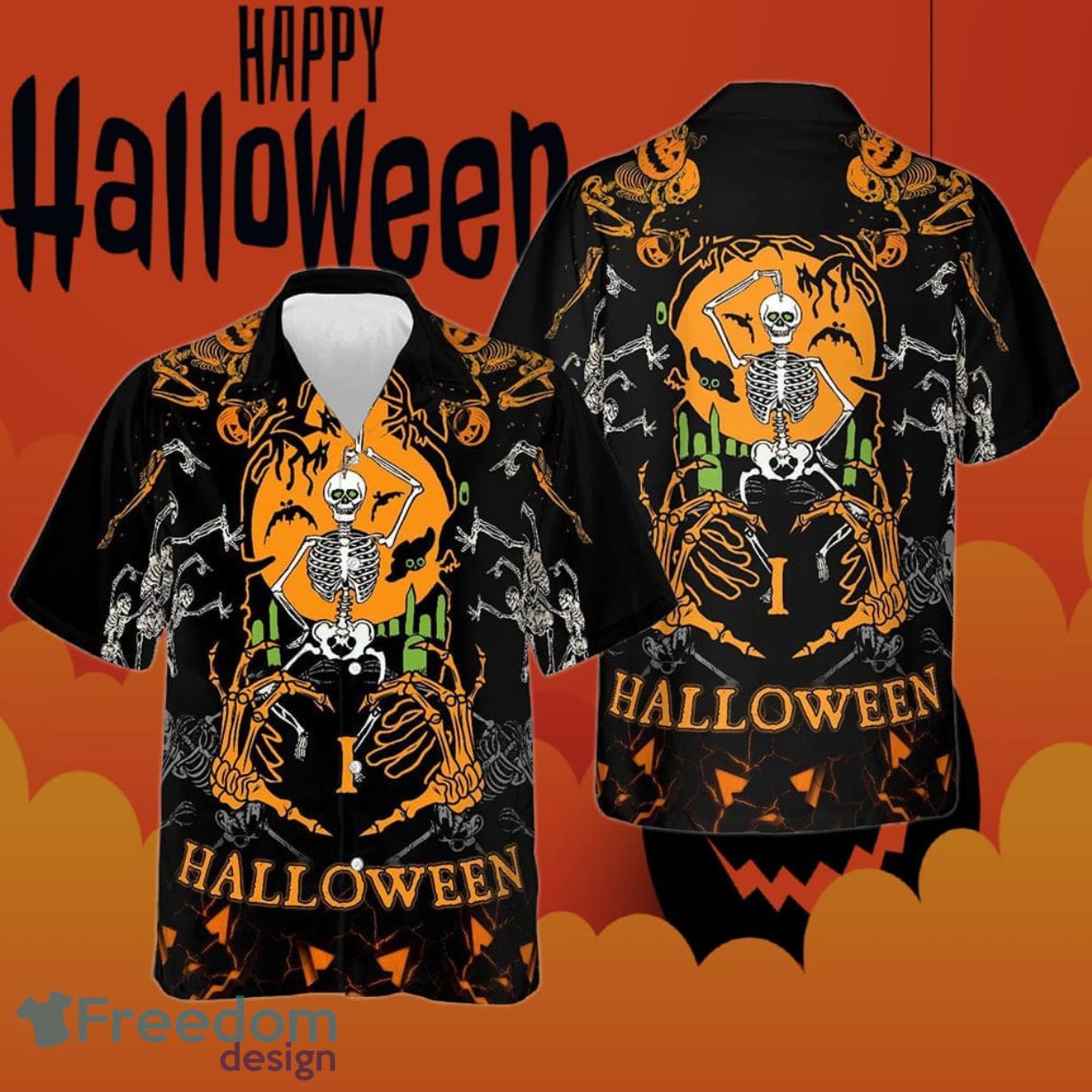 Skeleton Dances In The Darkness Hawaiian Shirt Halloween Gifts For Cousin Product Photo 1