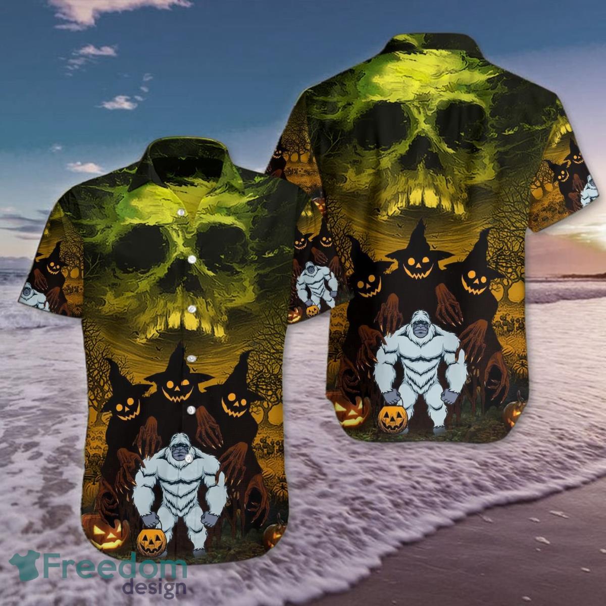 Skull Bigfoot Halloween Halloween Shirt Halloween Sky Hawaiian Mens Product Photo 1