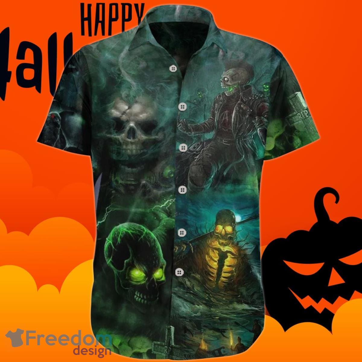 Skull Hawaiian Shirt Horror Halloween Themed Mens Product Photo 1