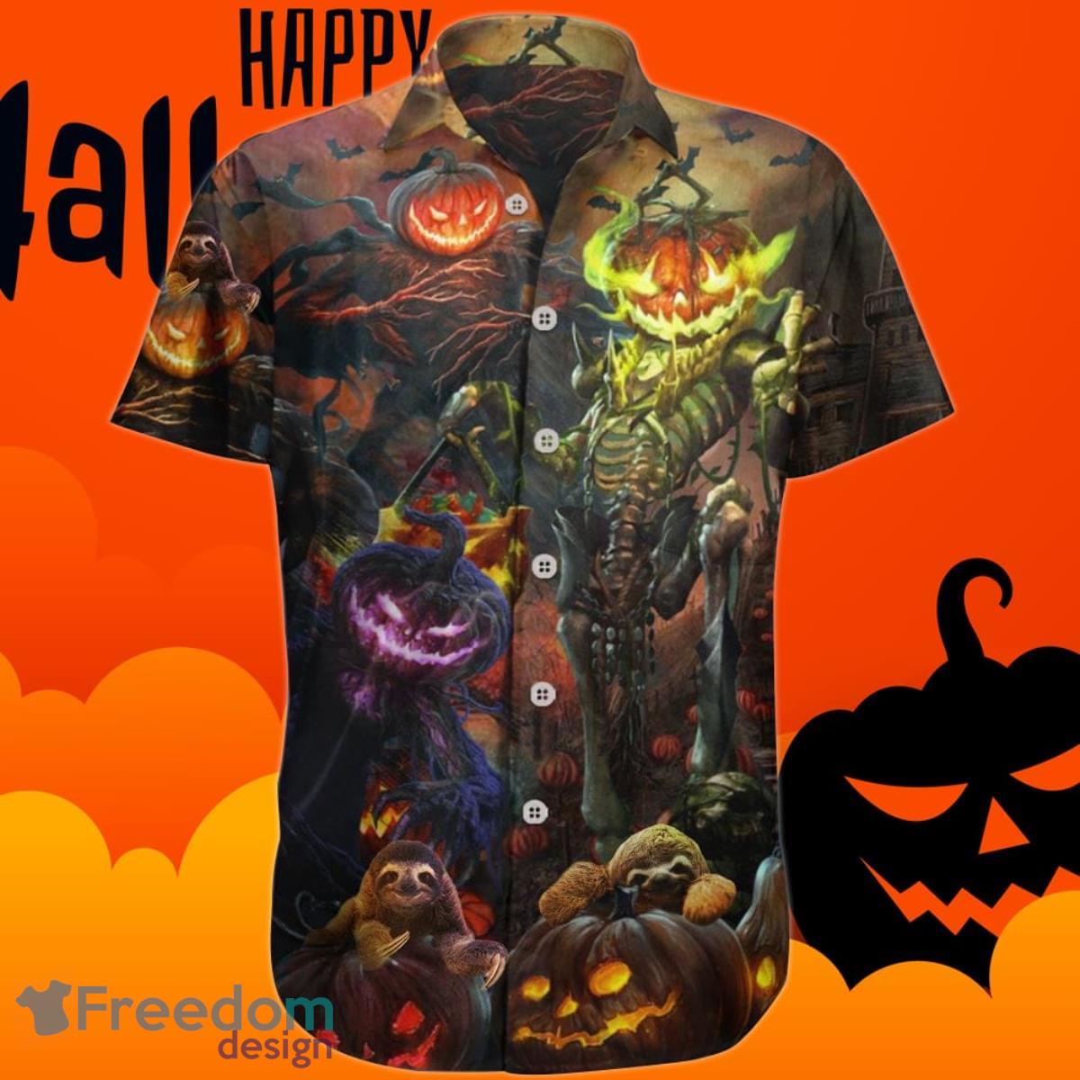 Sloth Halloween Hawaiian Shirt Pumpkin Graphic Halloween Gift For Adults Product Photo 1