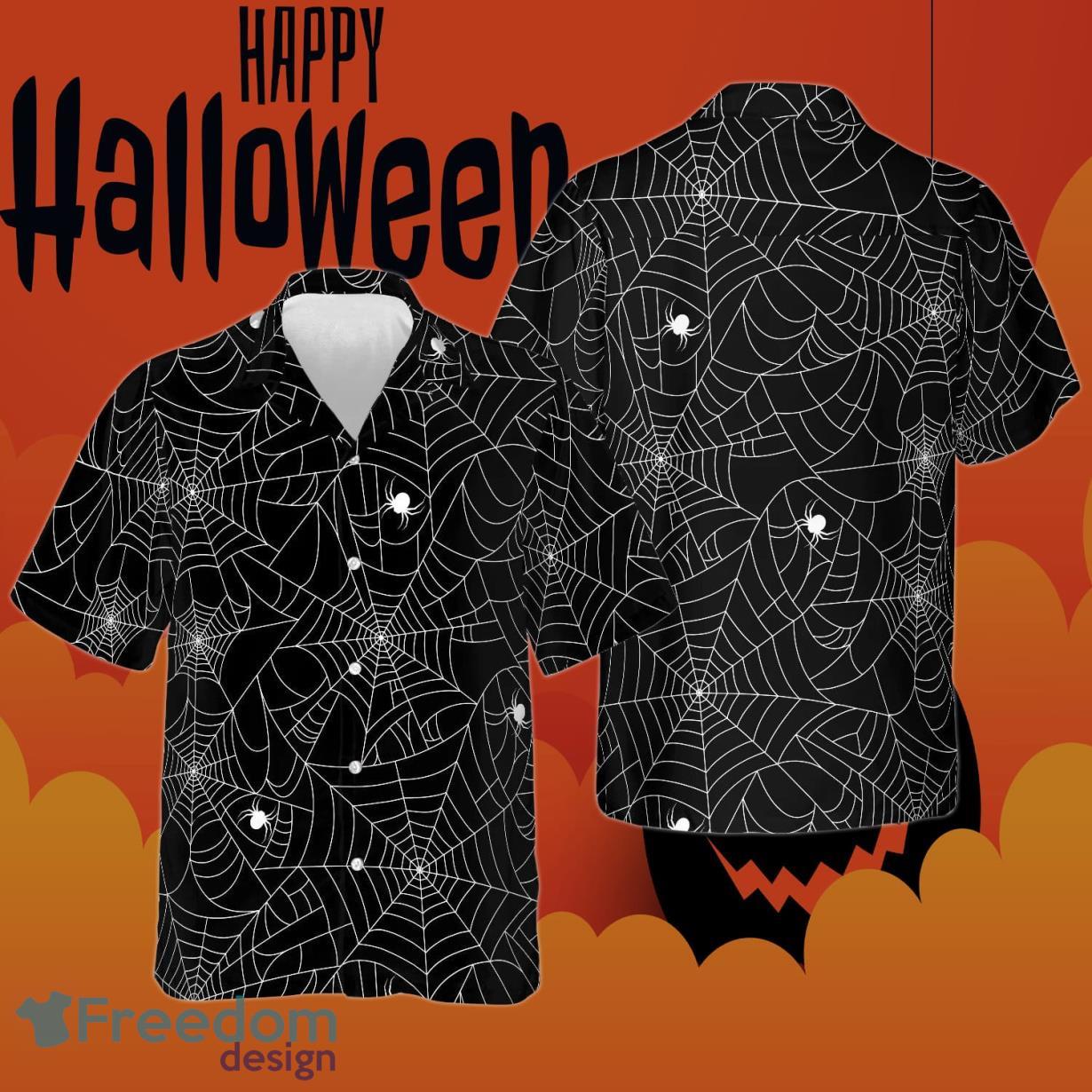 Spider Web Hawaiian Shirt Mens Halloween Spider Web Apparel Product Photo 1