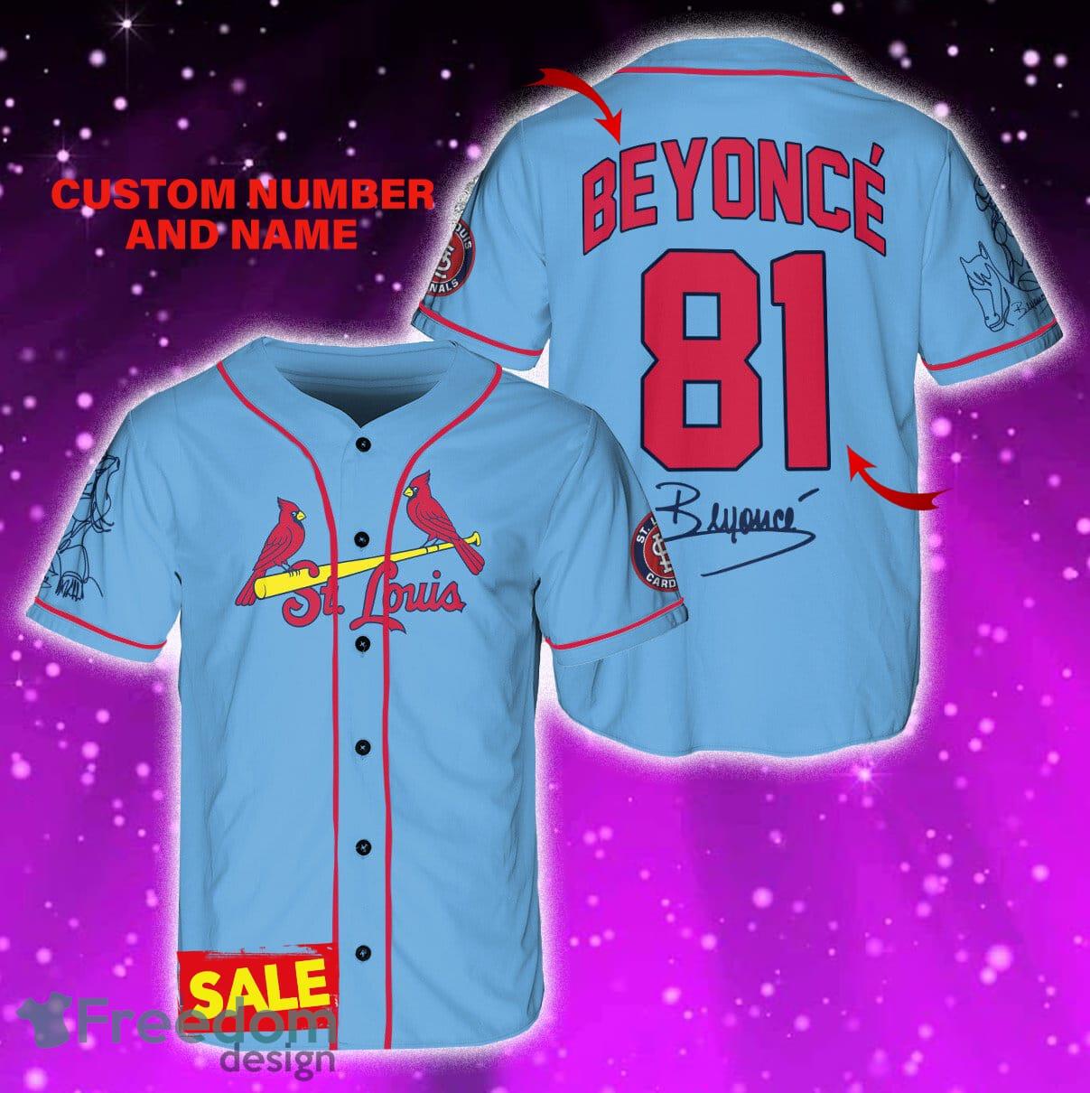 St.Louis Cardinals Beyonce Jersey Baseball Shirt Light Blue Custom Number  And Name - Freedomdesign