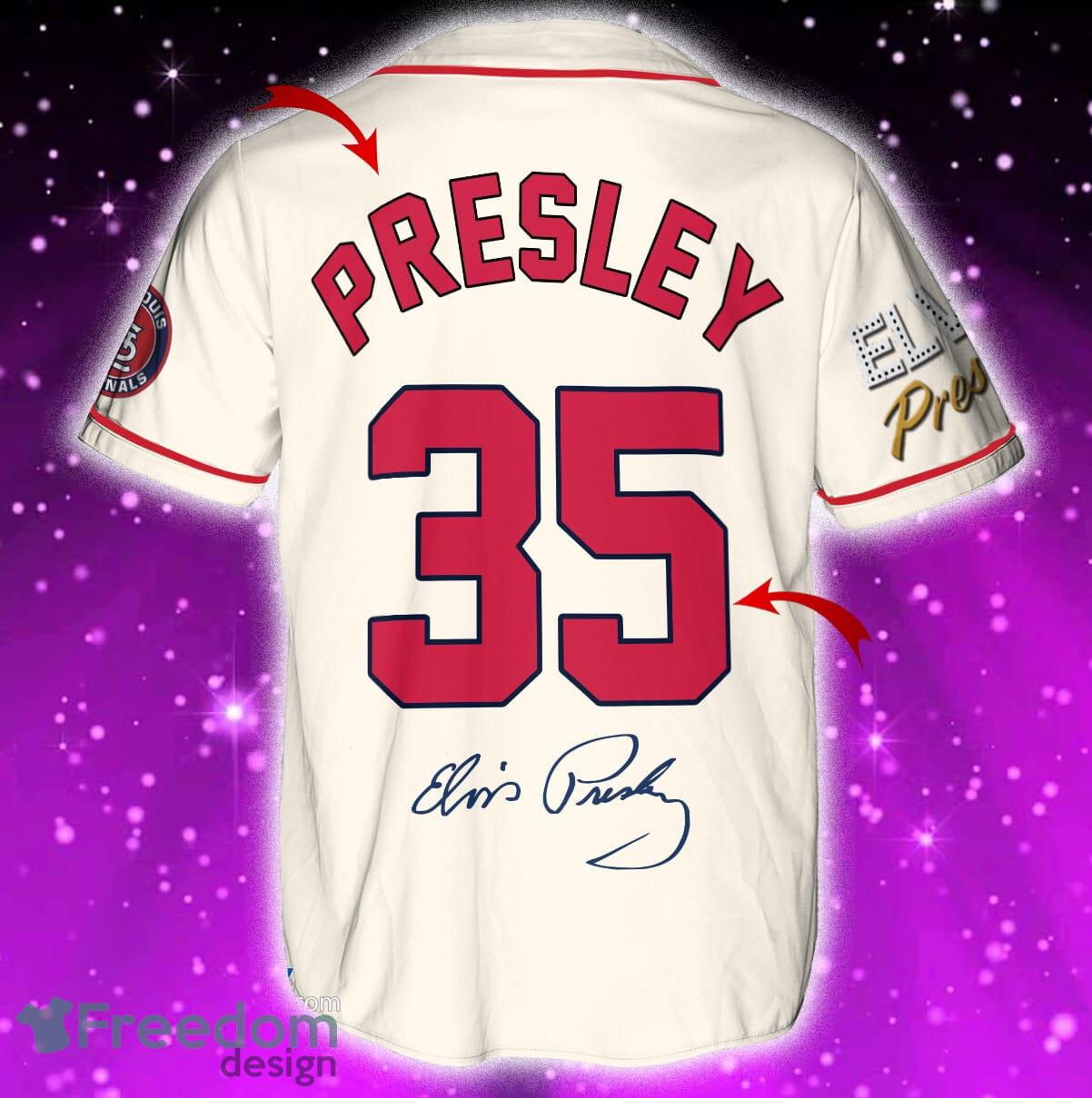 St.Louis Cardinals Elvis Presley Jersey Baseball Shirt Cream Custom Number  And Name - Freedomdesign