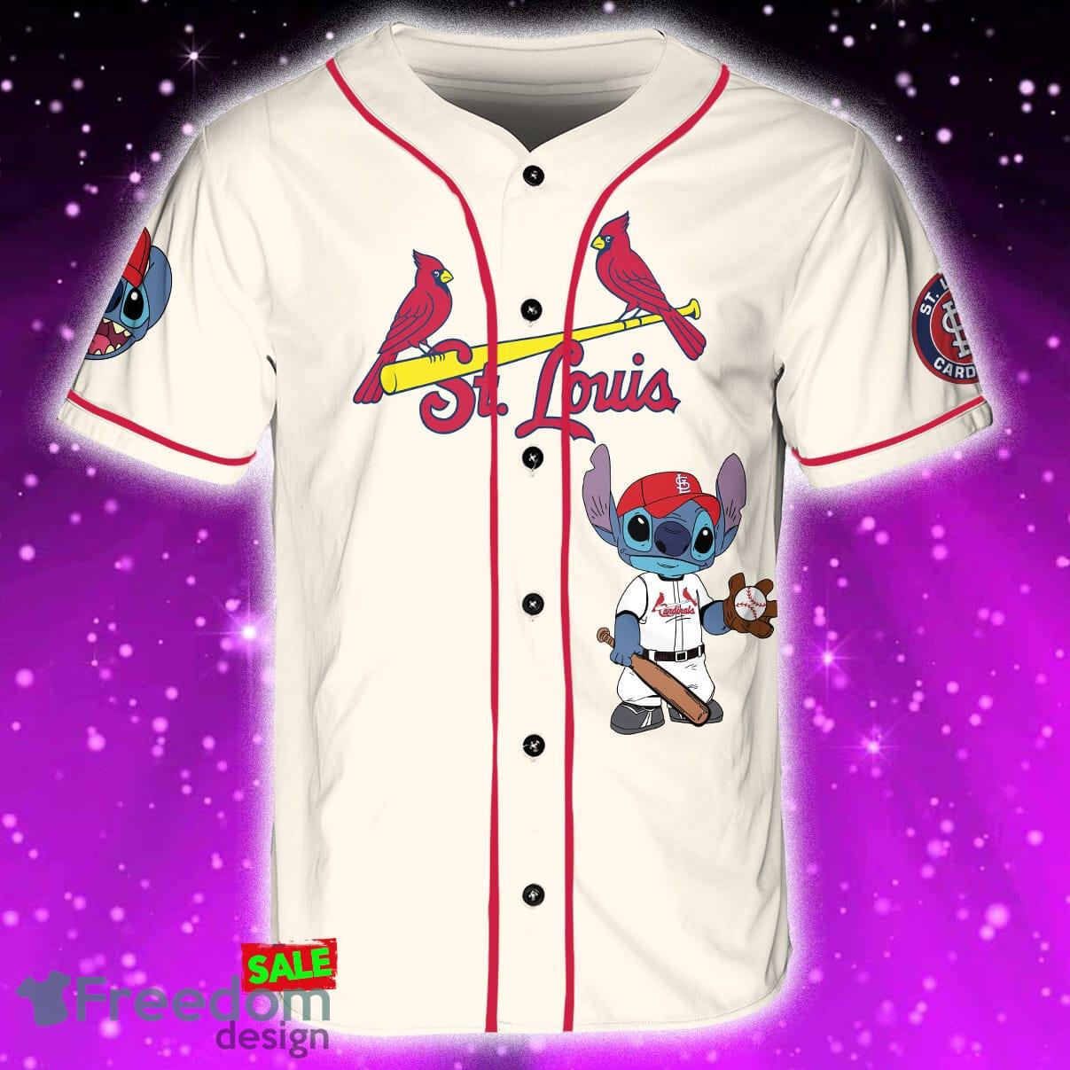St.Louis Cardinals Lilo & Stitch Jersey Baseball Shirt Cream Custom Number  And Name - Freedomdesign