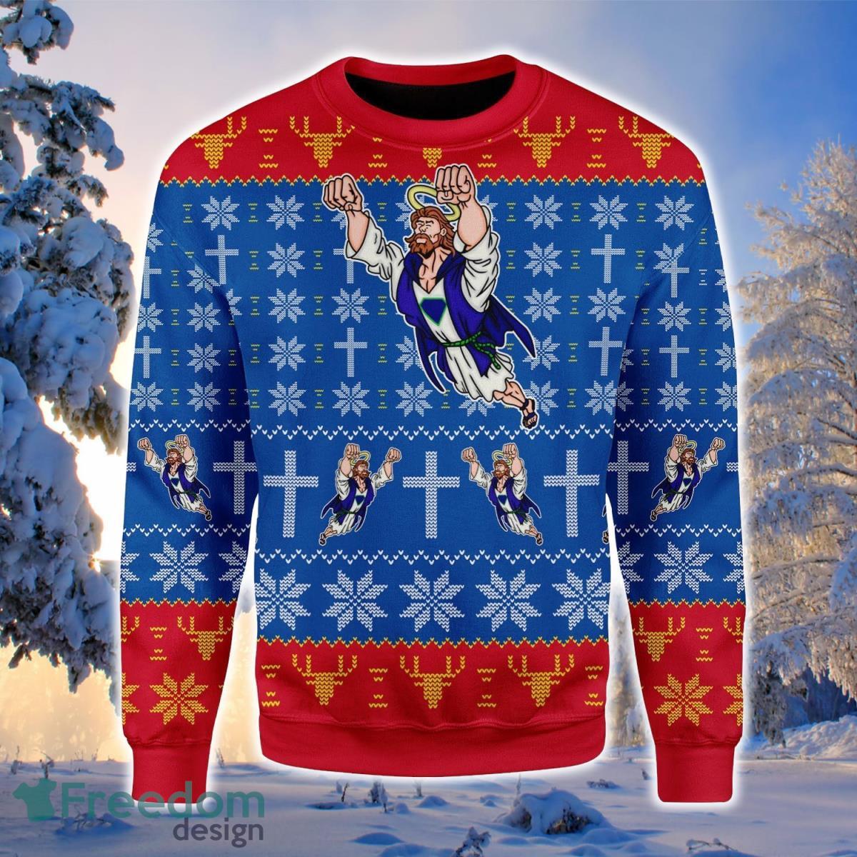 Super Jesus 3D Sweater Ugly Christmas Sweater For Men Women Product Photo 1