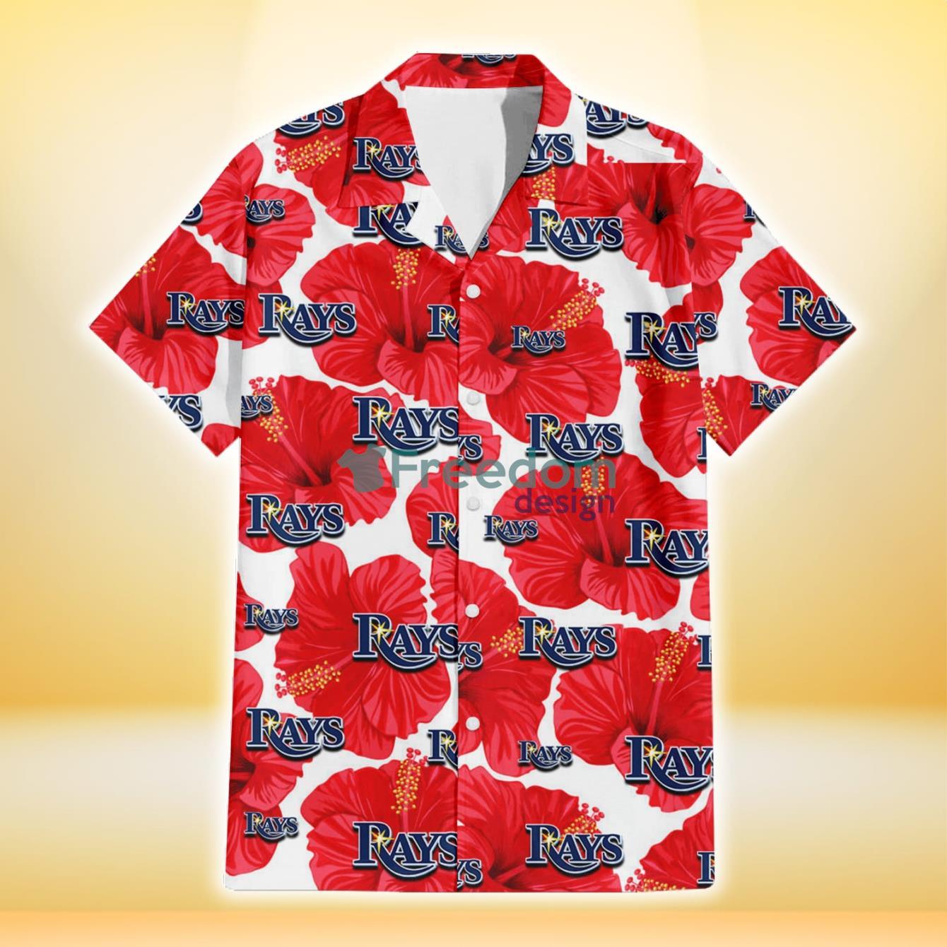 Tampa Bay Rays Big Red Hibiscus White Background 3D Hawaiian Shirt Gift For Fans Product Photo 2