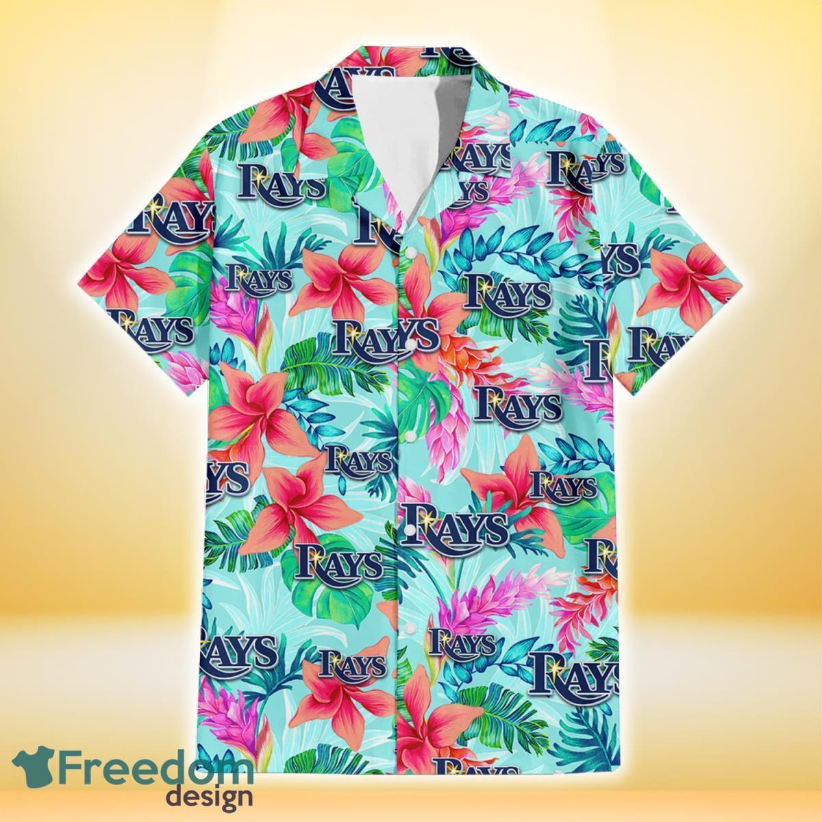 Tampa Bay Rays Red Hibiscus Purple Leaf Pattern Summer Gift Hawaiian Shirt  For Fans - Freedomdesign