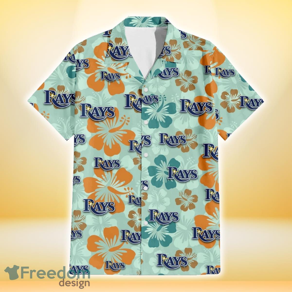 Tampa Bay Rays Peach Puff Hibiscus Tomato Orange Background 3D Hawaiian  Shirt Gift For Fans - Freedomdesign