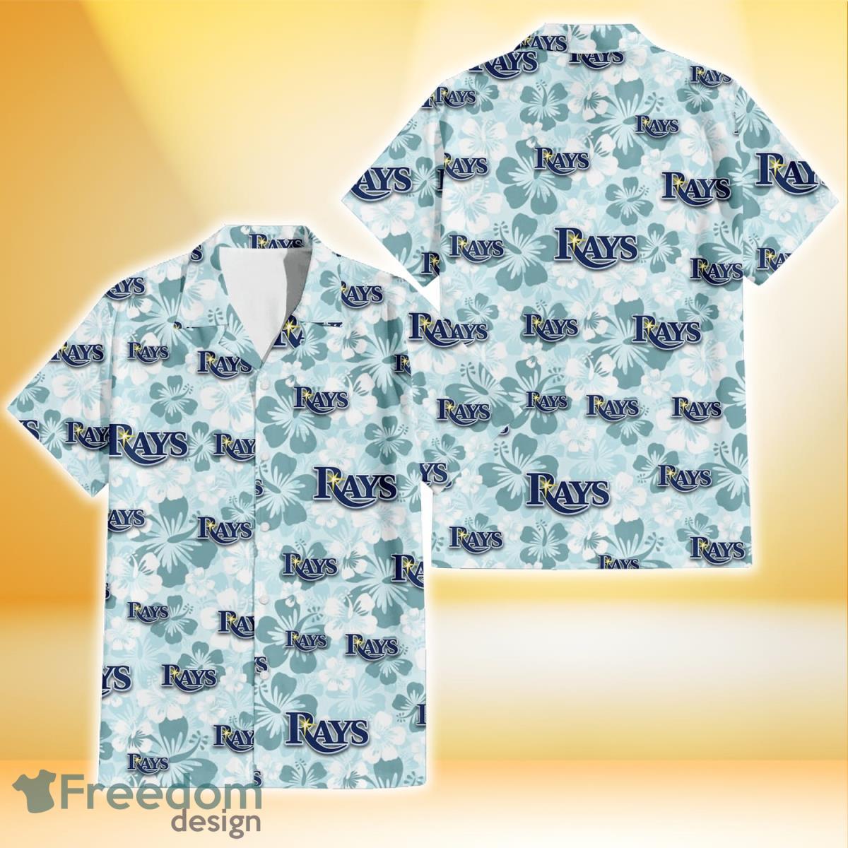 Match Up, Shirts, Tampa Bay Rays Mens Blue Hawaiian Floral Logo Short  Sleeve Button Up Shirtm