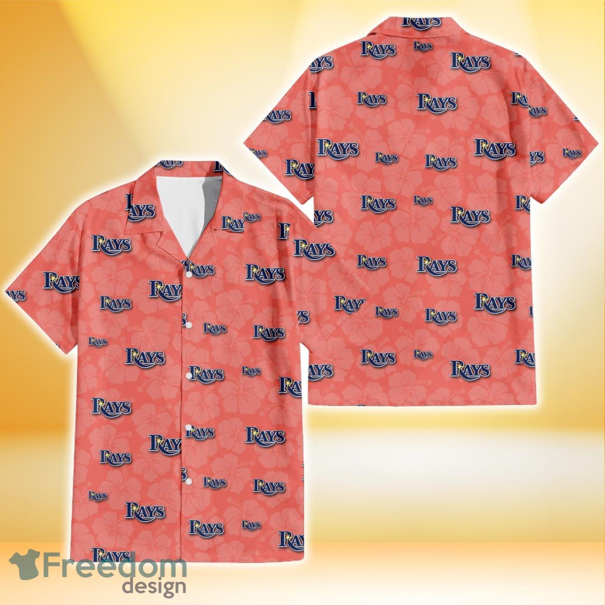 Tampa Bay Rays Peach Puff Hibiscus Tomato Orange Background 3D Hawaiian  Shirt Gift For Fans - Freedomdesign