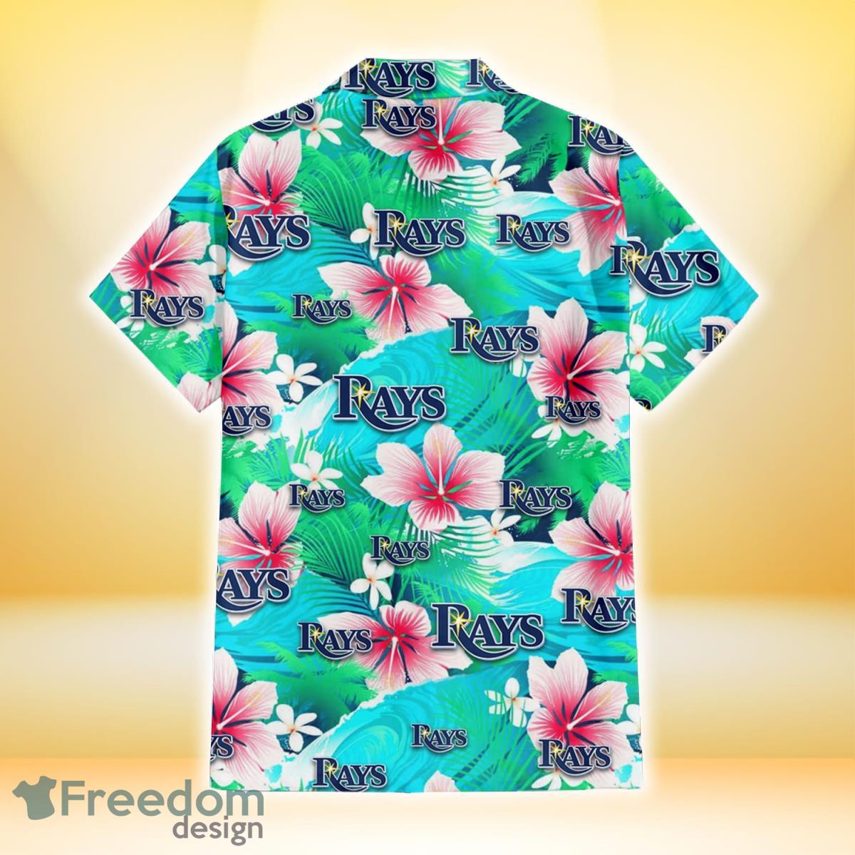 Tampa Bay Rays Purple Hibiscus Neon Leaf Orange Background 3D Hawaiian Shirt  Gift For Fans - Freedomdesign