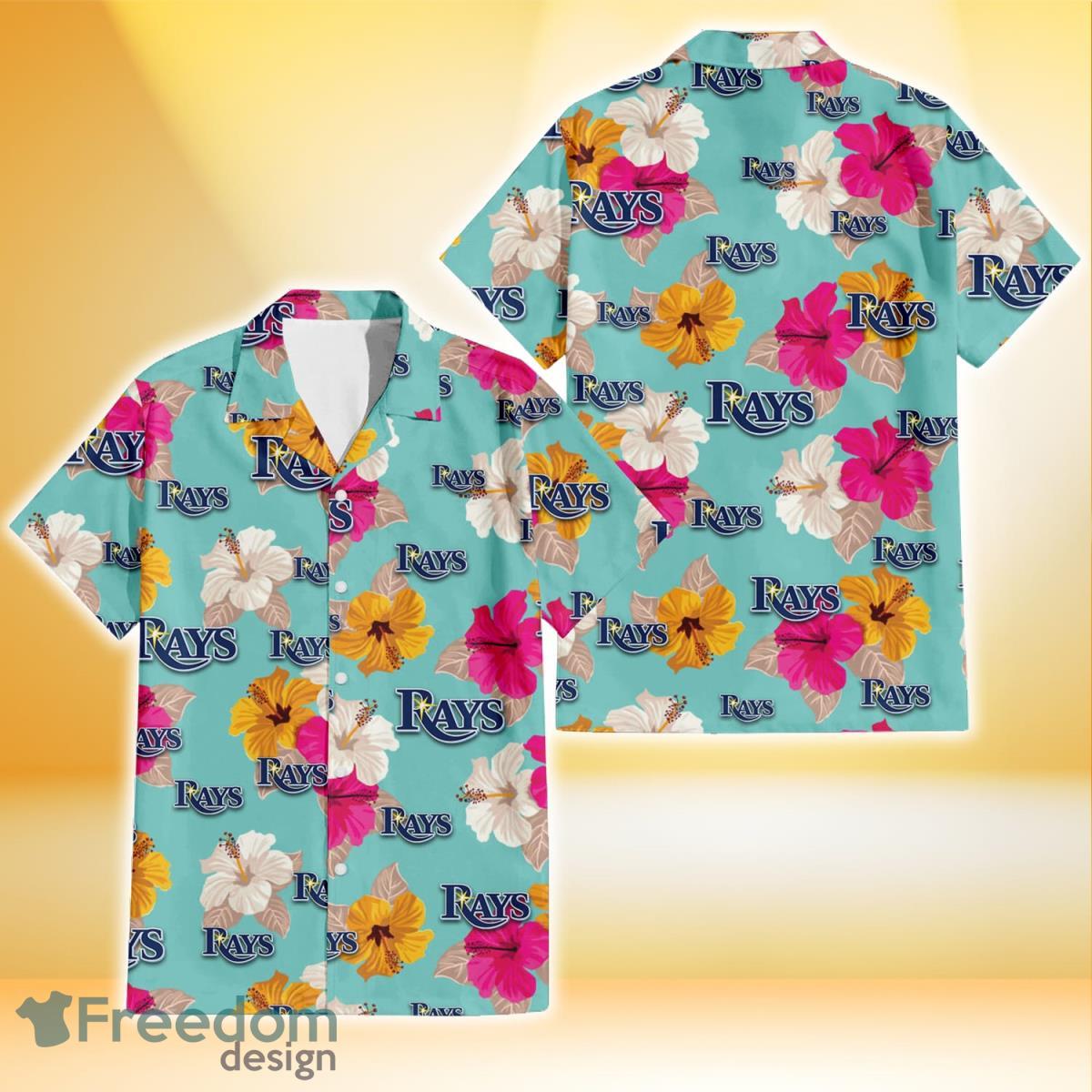 Tampa Bay Rays Pink Yellow White Hibiscus Turquoise Background 3D