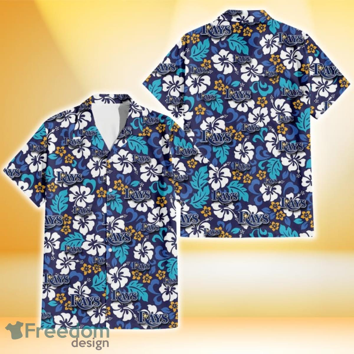 Tampa Bay Rays White Hibiscus Ceramic Style Navy Background 3D Hawaiian  Shirt Gift For Fans - Freedomdesign