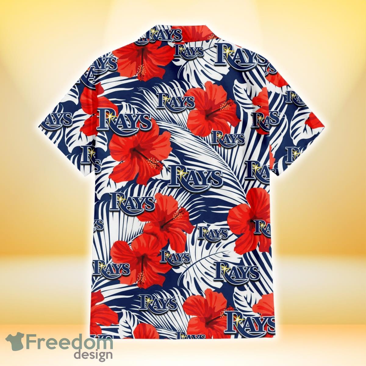 Tampa Bay Rays Sketch White Hibiscus Violet Background 3D Hawaiian Shirt  Gift For Fans