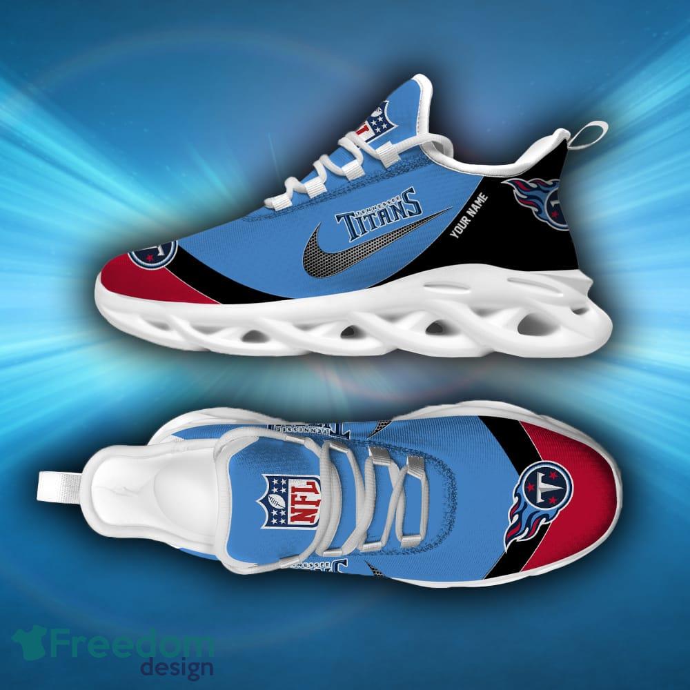 NFL Tennessee Titans Custom Name Navy Blue Max Sole Sneakers Shoes