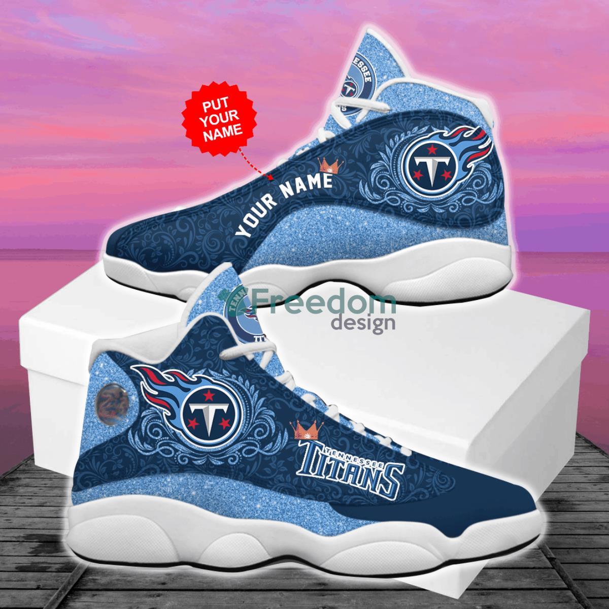 Tennessee Titans Football Team Custom Name Air Jordan 13 Shoes Product Photo 2