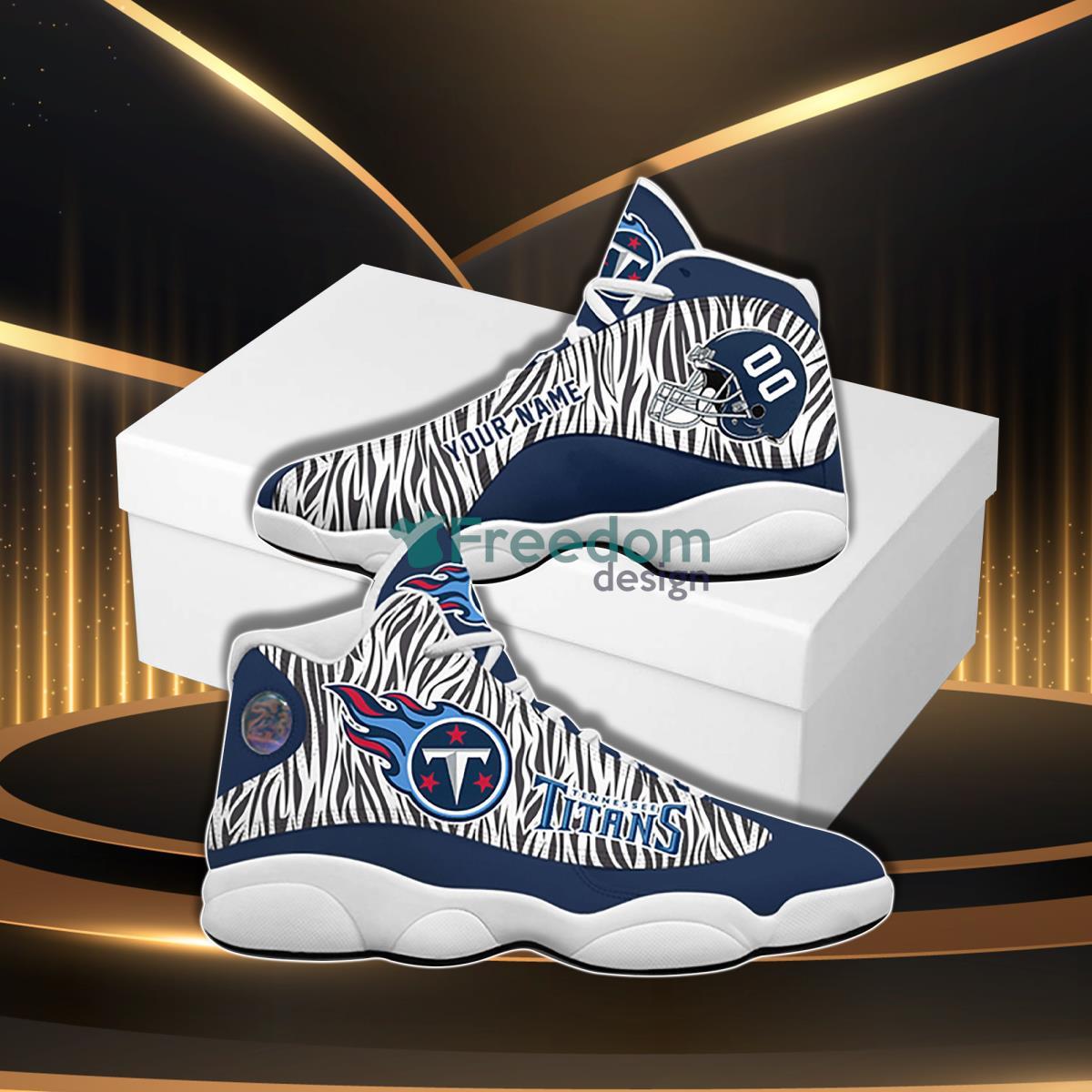 Tennessee Titans Football Team Custom Name&Number Air Jordan 13 Shoes Product Photo 1