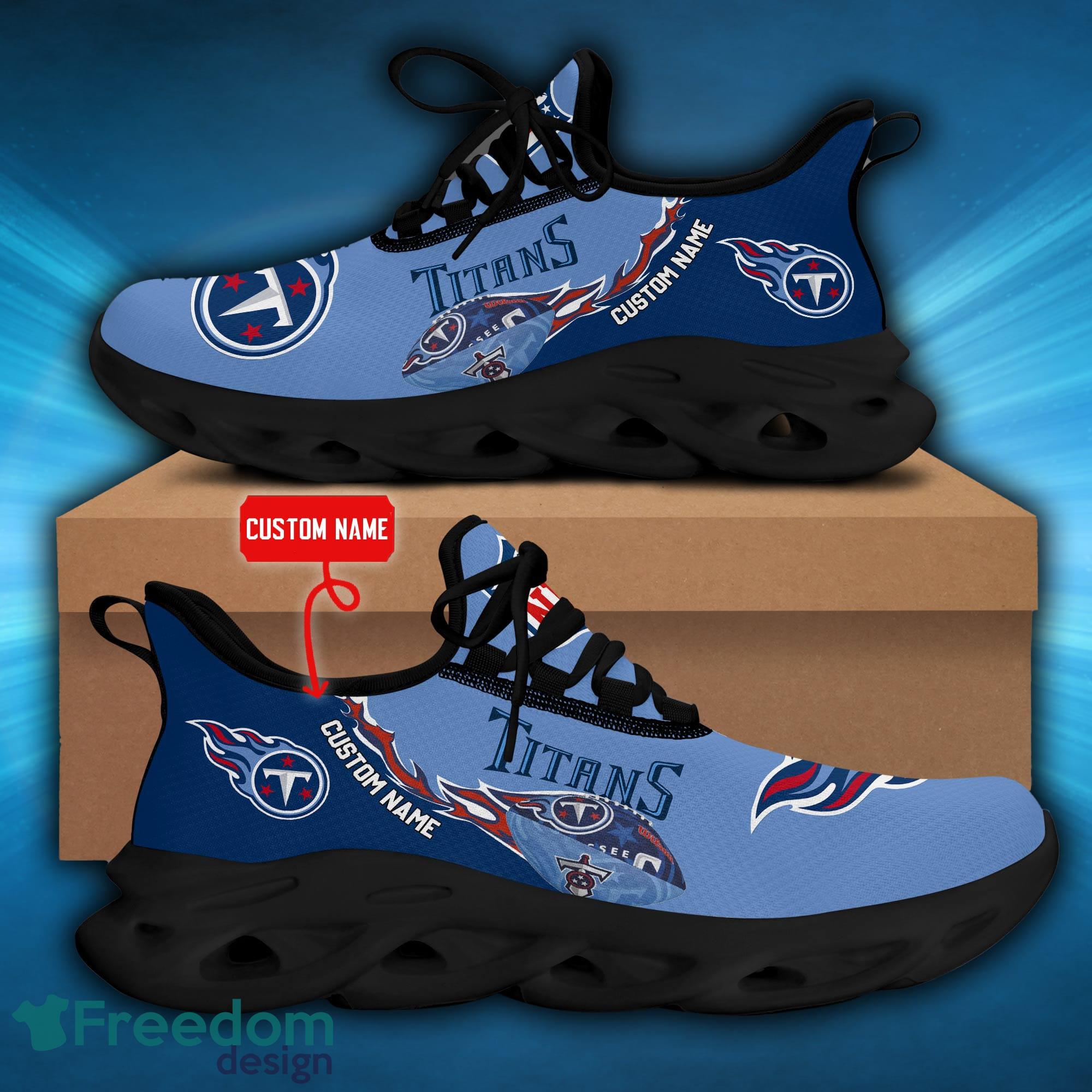 Custom Name Tennessee Titans NFL Monster Sport Logo Air Cushion Sports Shoes  Fans Running Sneakers - Freedomdesign