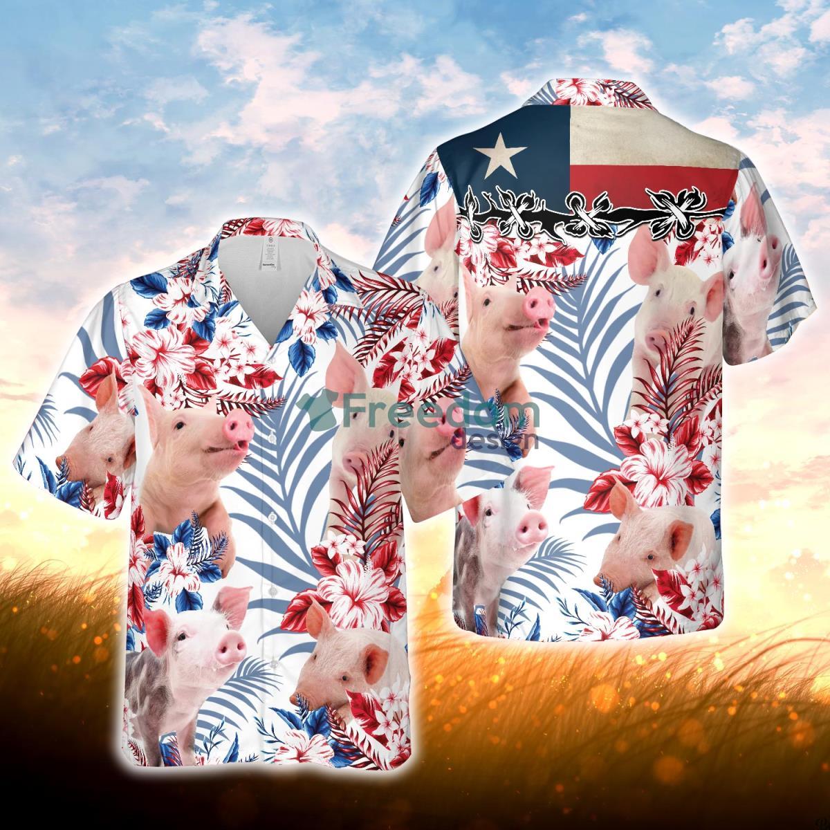 Texas Flag Hawaiian Theme For Pig Lovers All 3D Printed Hawaiian Shirt For Men Women Product Photo 1