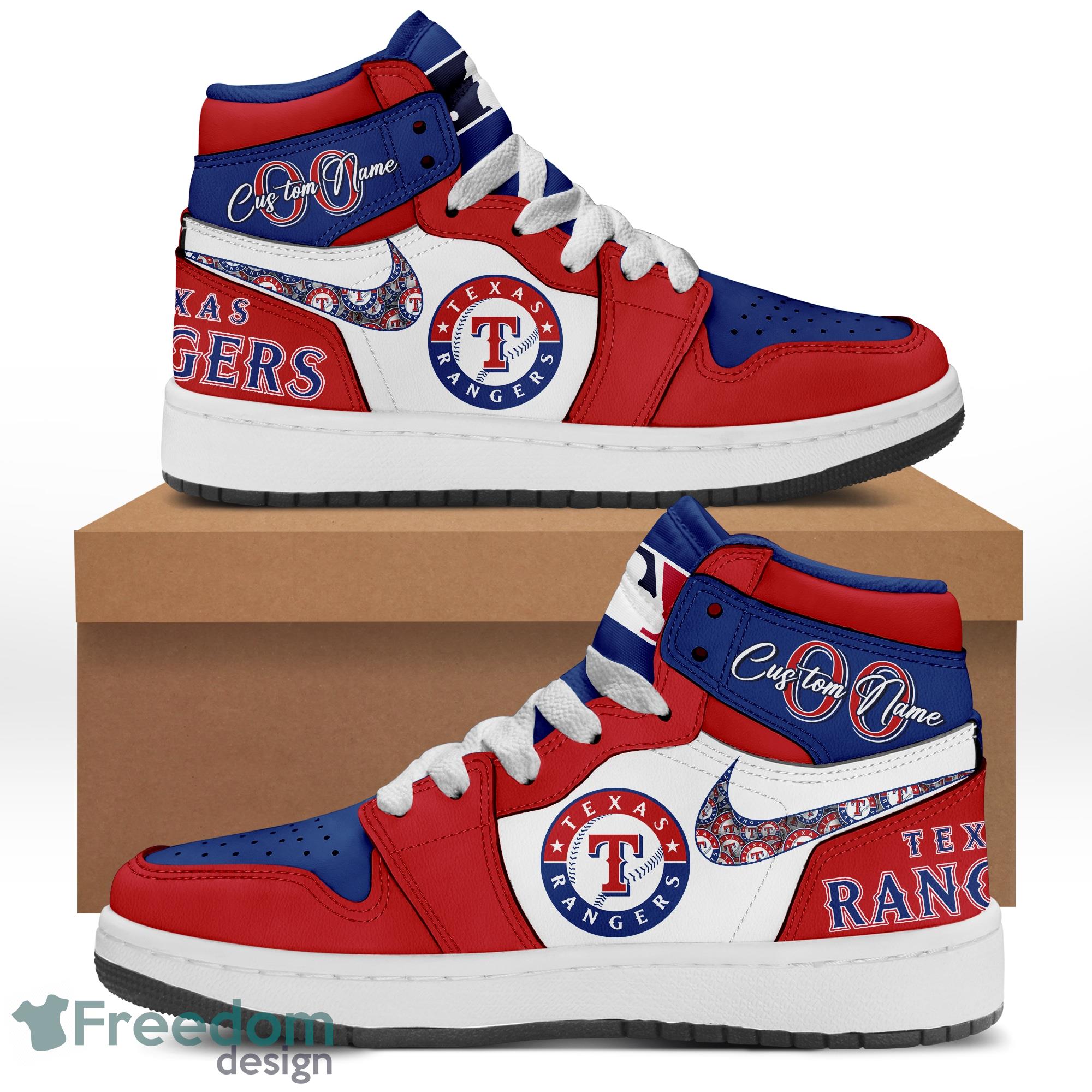 Texas Rangers Special Edition Air Jordan Hightop Shoes - Freedomdesign