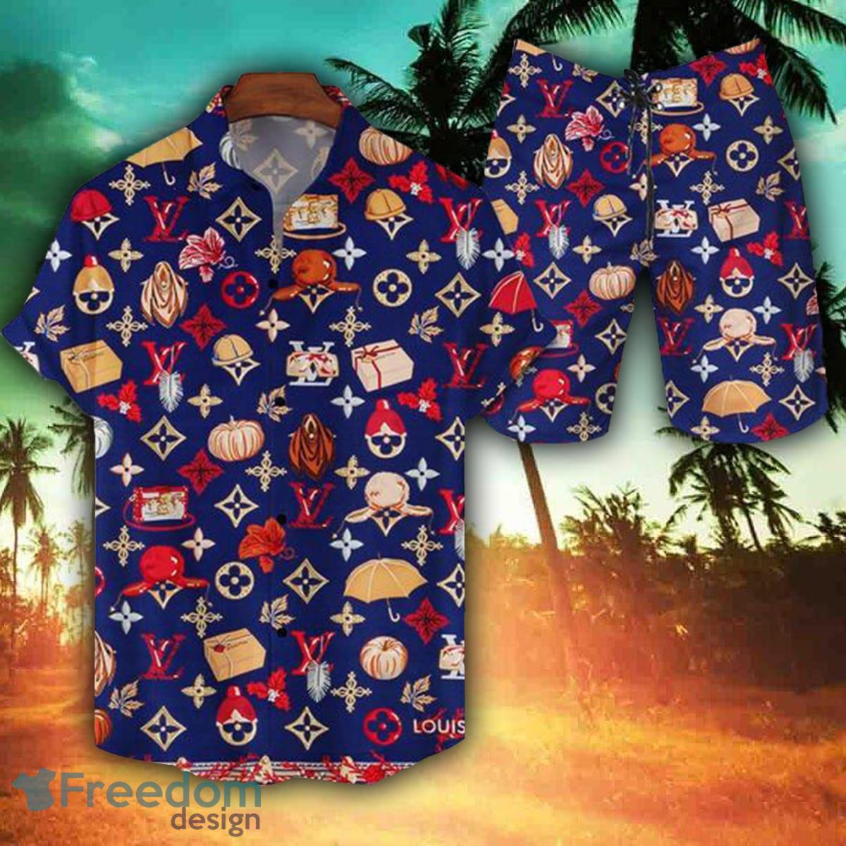 Top-tier print creation Louis Vuitton Logo Pattern Hawaiian Shirt And Short  Set - Freedomdesign