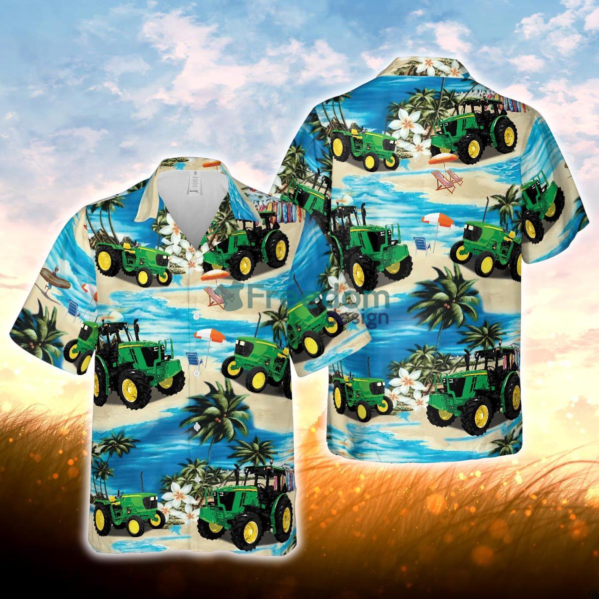 Tractor On The Beach All Over Printed 3D Hawaiian Shirt For Men Women Product Photo 1