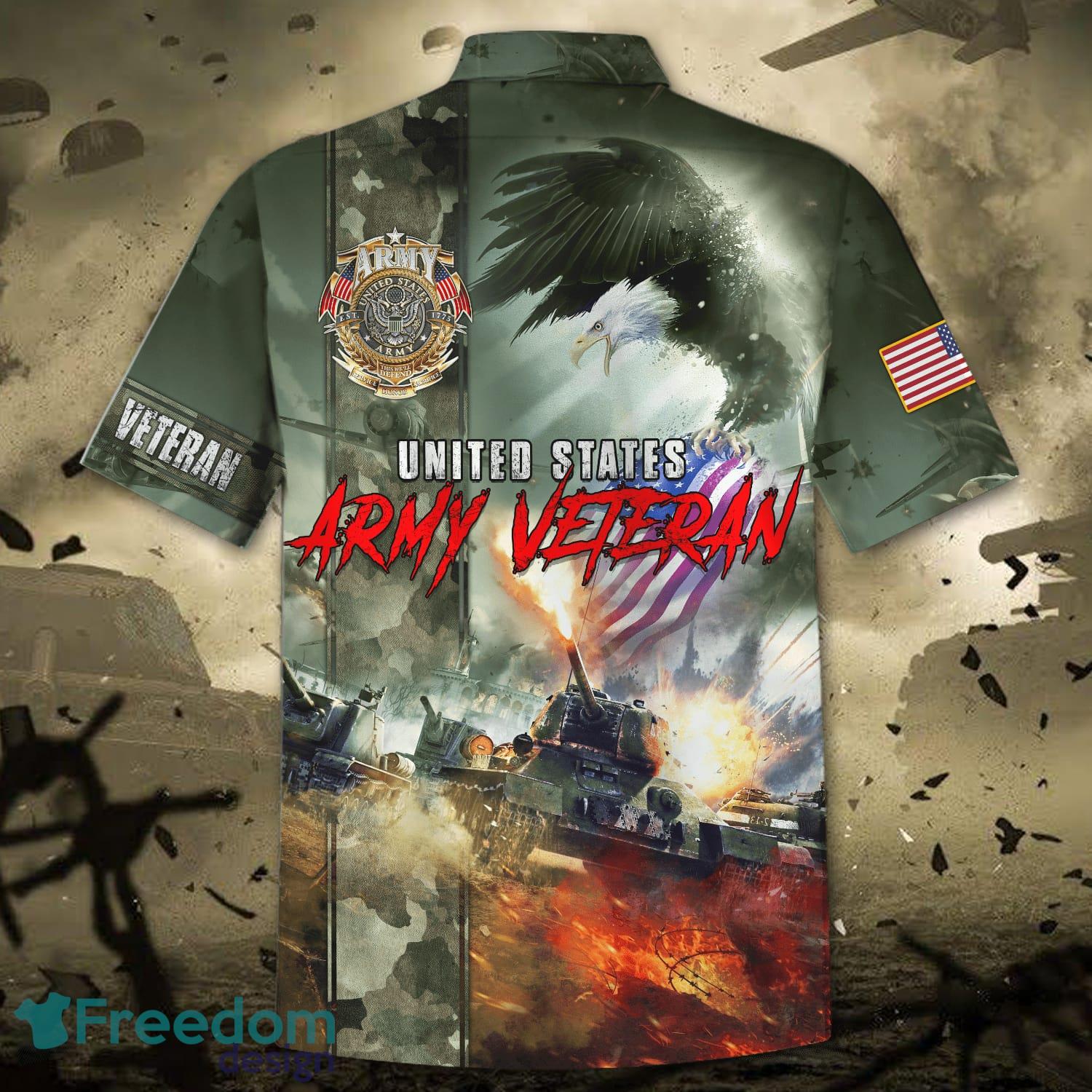 Eagle Print US Army Hawaiian Shirt For Men Veteran - Freedomdesign