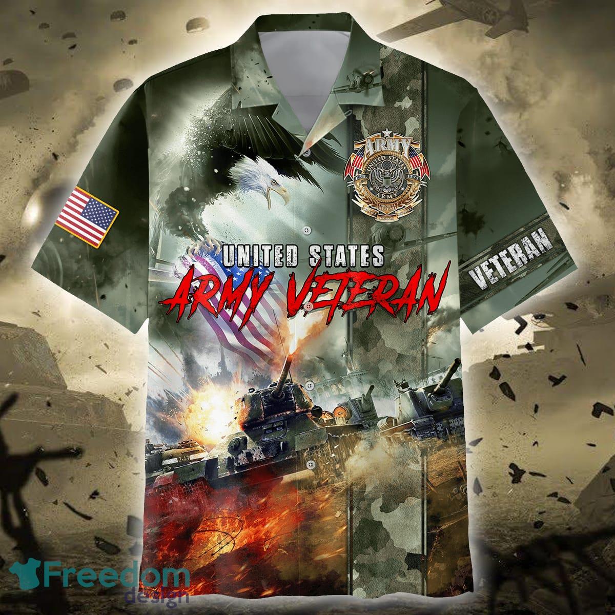 US Army Veteran Eagle Hawaiian Shirt And Short Set Men Women - Freedomdesign