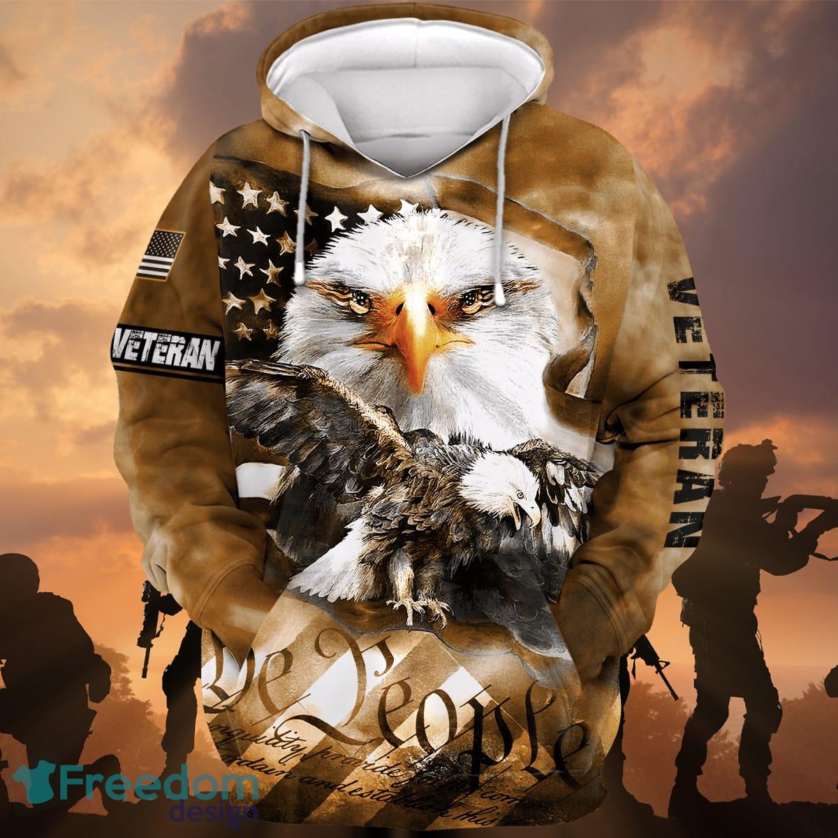 Philadelphia Eagles Camouflage Veteran 3D Hoodie All Over Printed