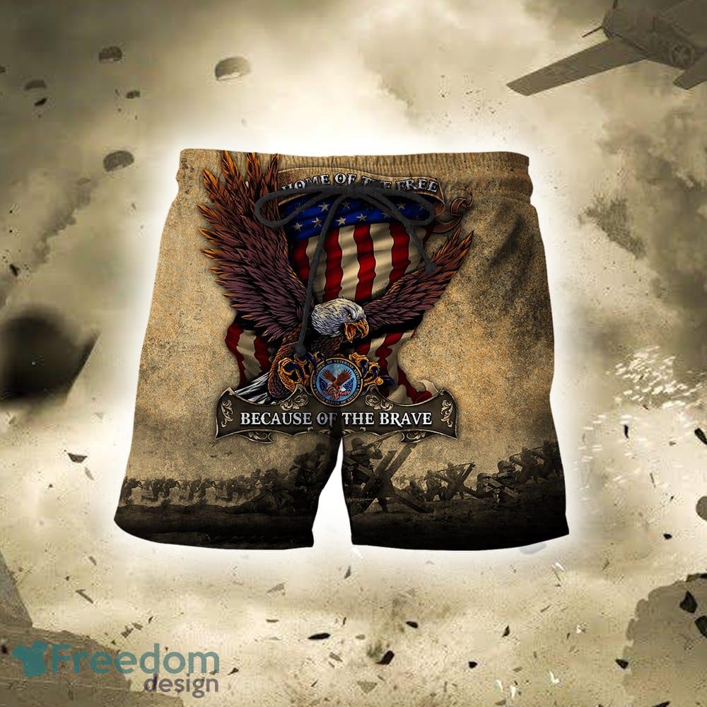 US Army Veteran Eagle Hawaiian Shirt And Short Set Men Women - Freedomdesign